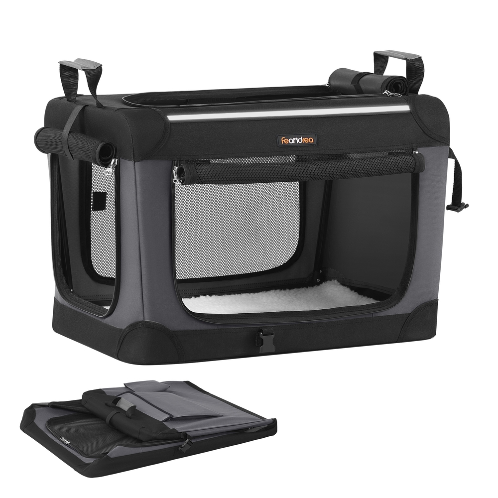 REGAVA Foldable Dog Crate for Small Dogs - Ink Black