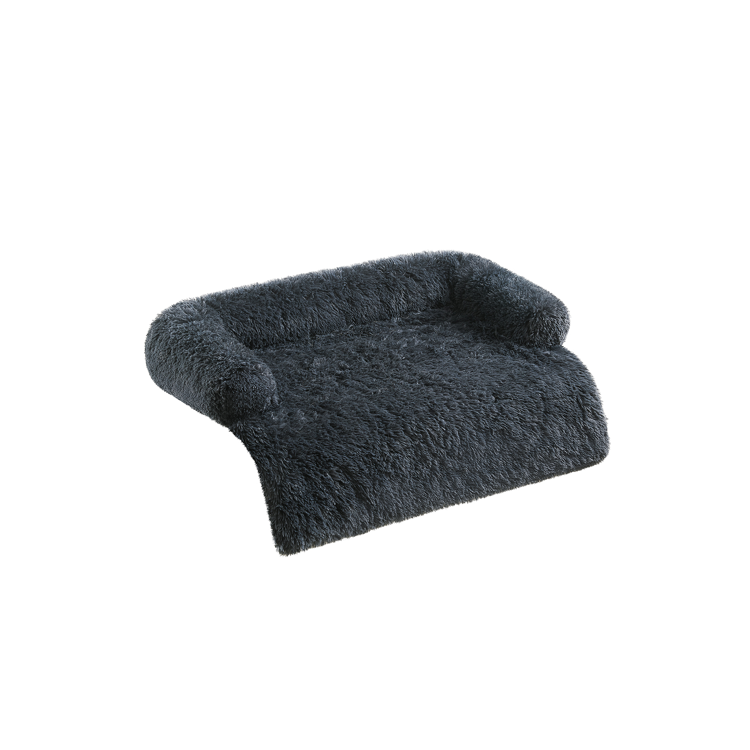 Dog Sofa Bed - MONRA FluffyHug XXL Orthopedic Bolster Bed - Dark Grey