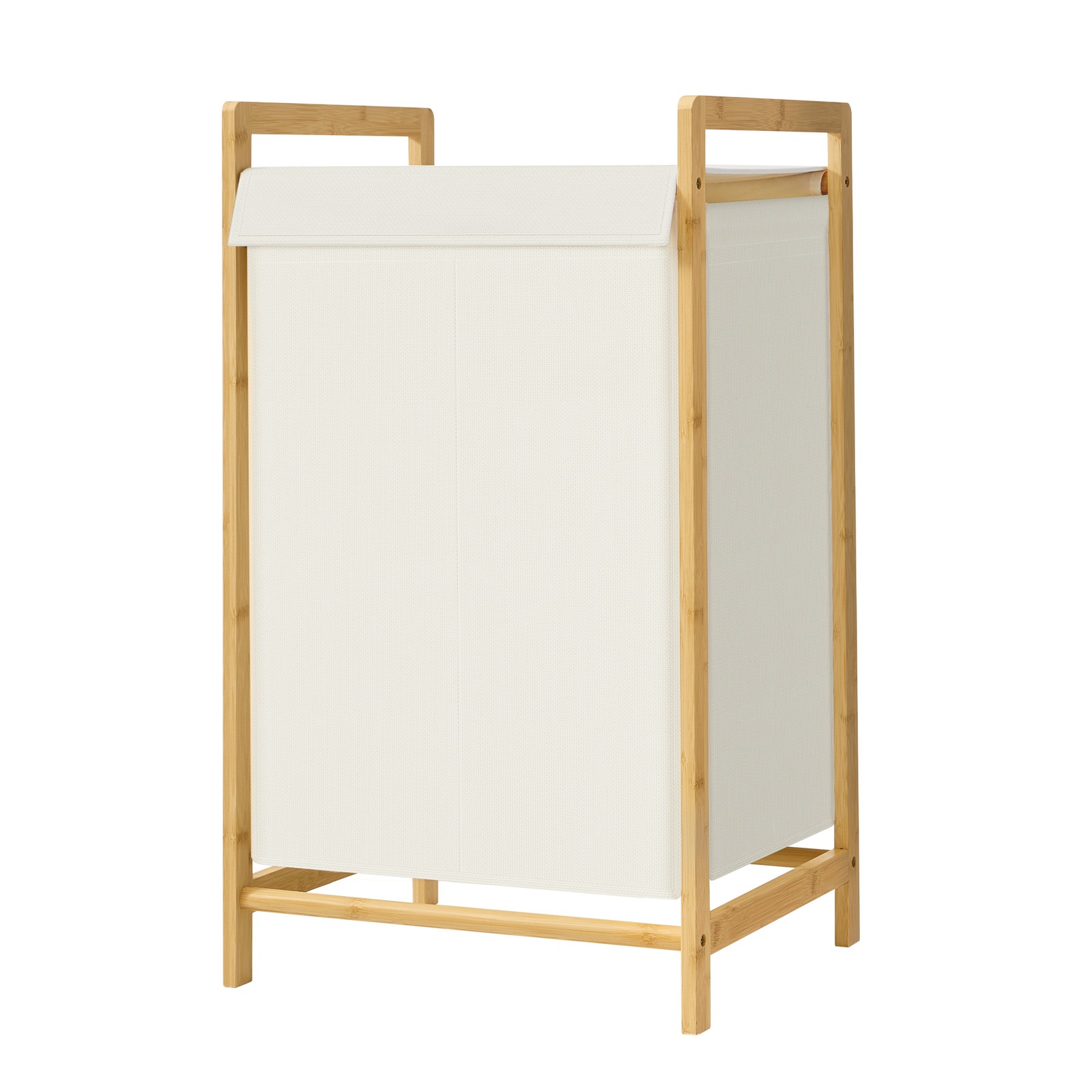 SANOGU 2 Section Bamboo Laundry Basket with Lid - White