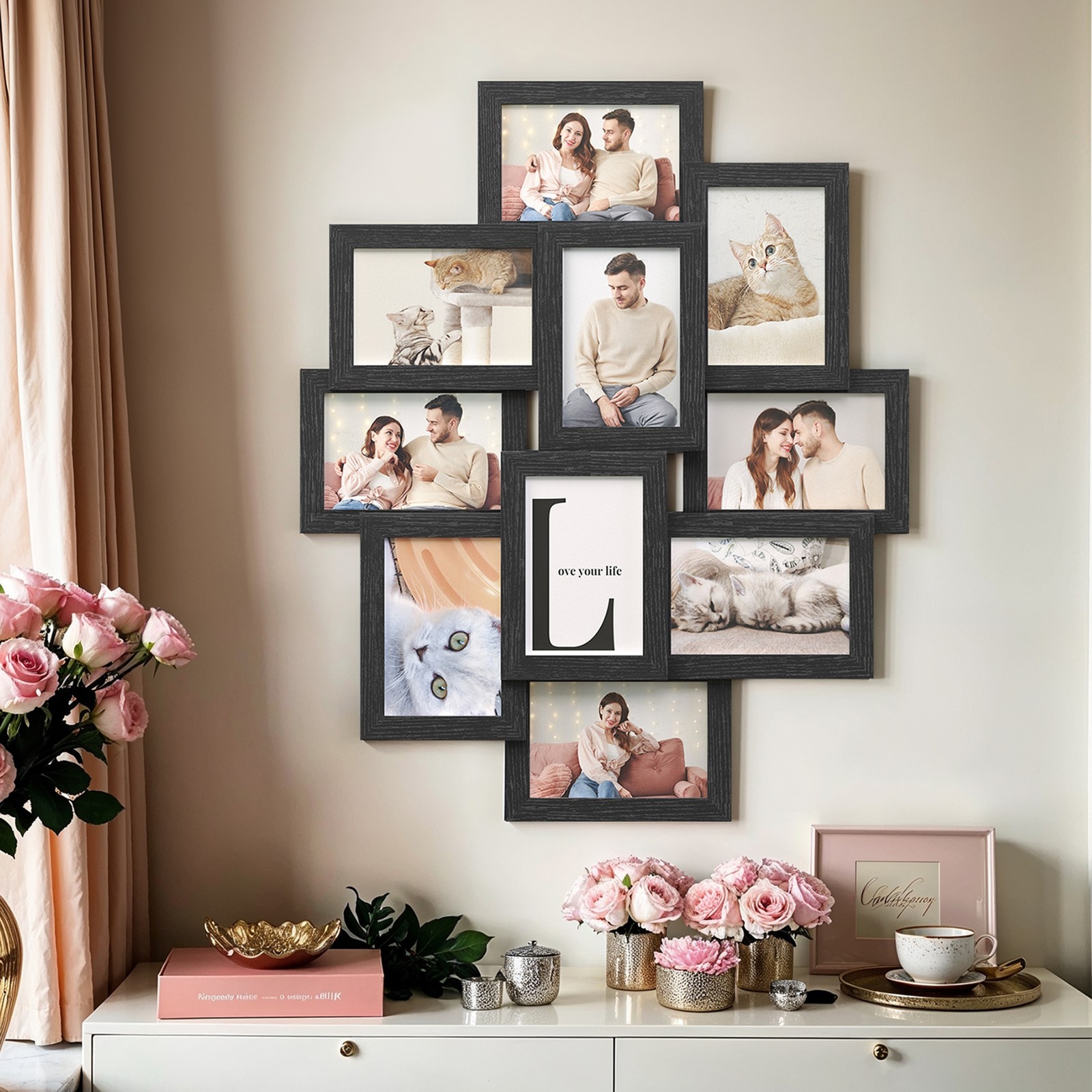 SEMOFE 10 Frame Picture Collage Frame - Black