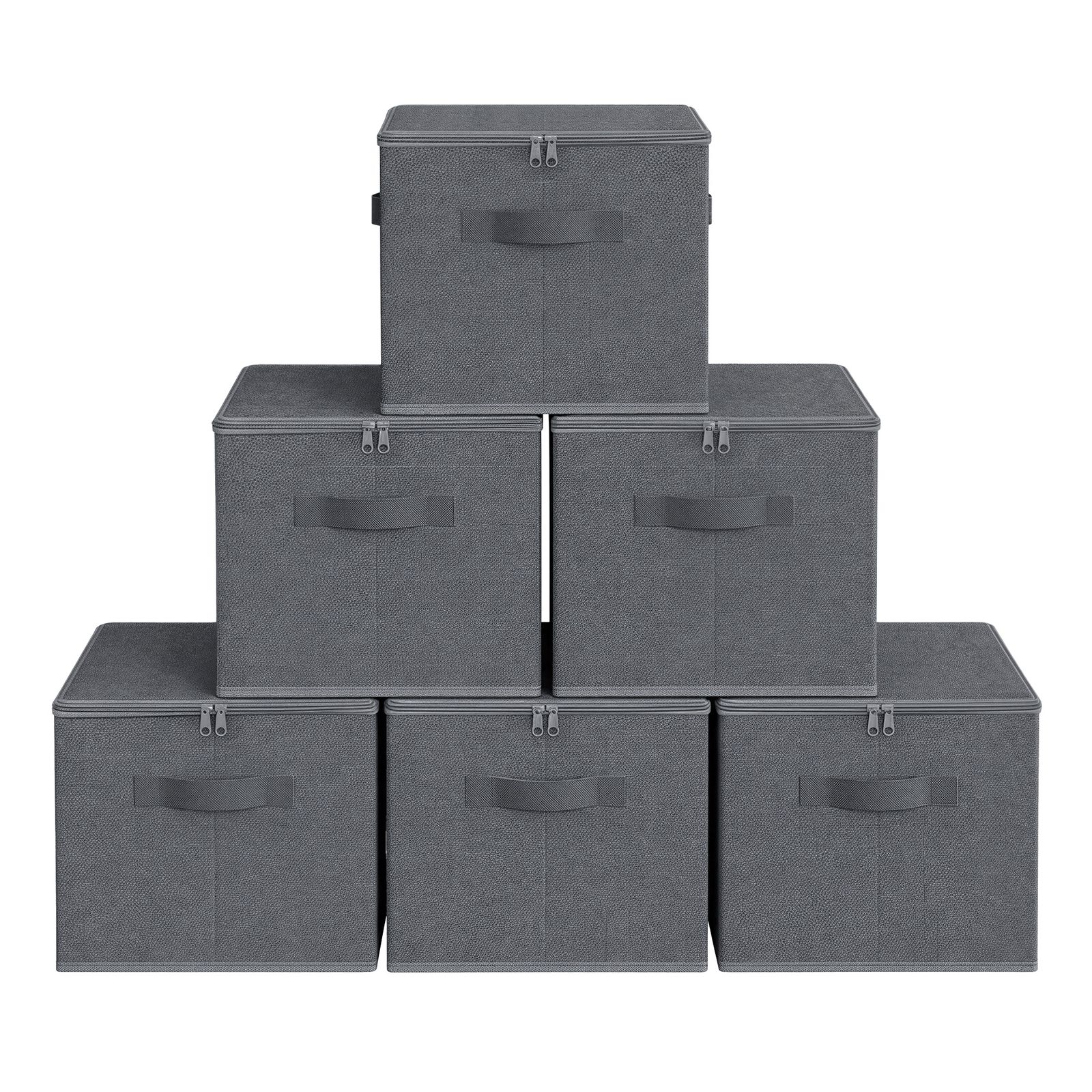 SIBOVA Set of 6 Foldable Storage Boxes with Handles - Slate Grey