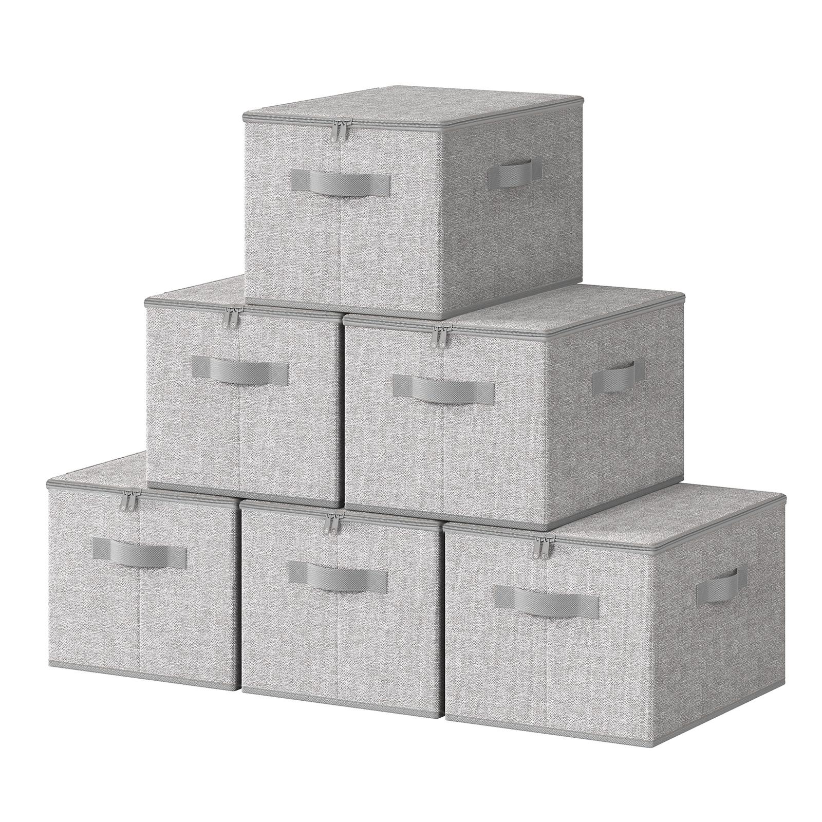 SIBOVA Set of 6 Foldable Storage Boxes - Light Grey