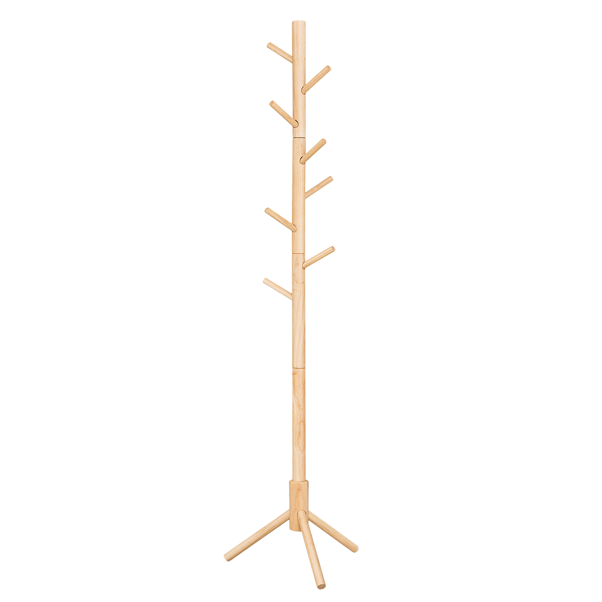 Coat Stand - VIVRAE Wooden Tree-Shaped with 8 Hooks - Natural
