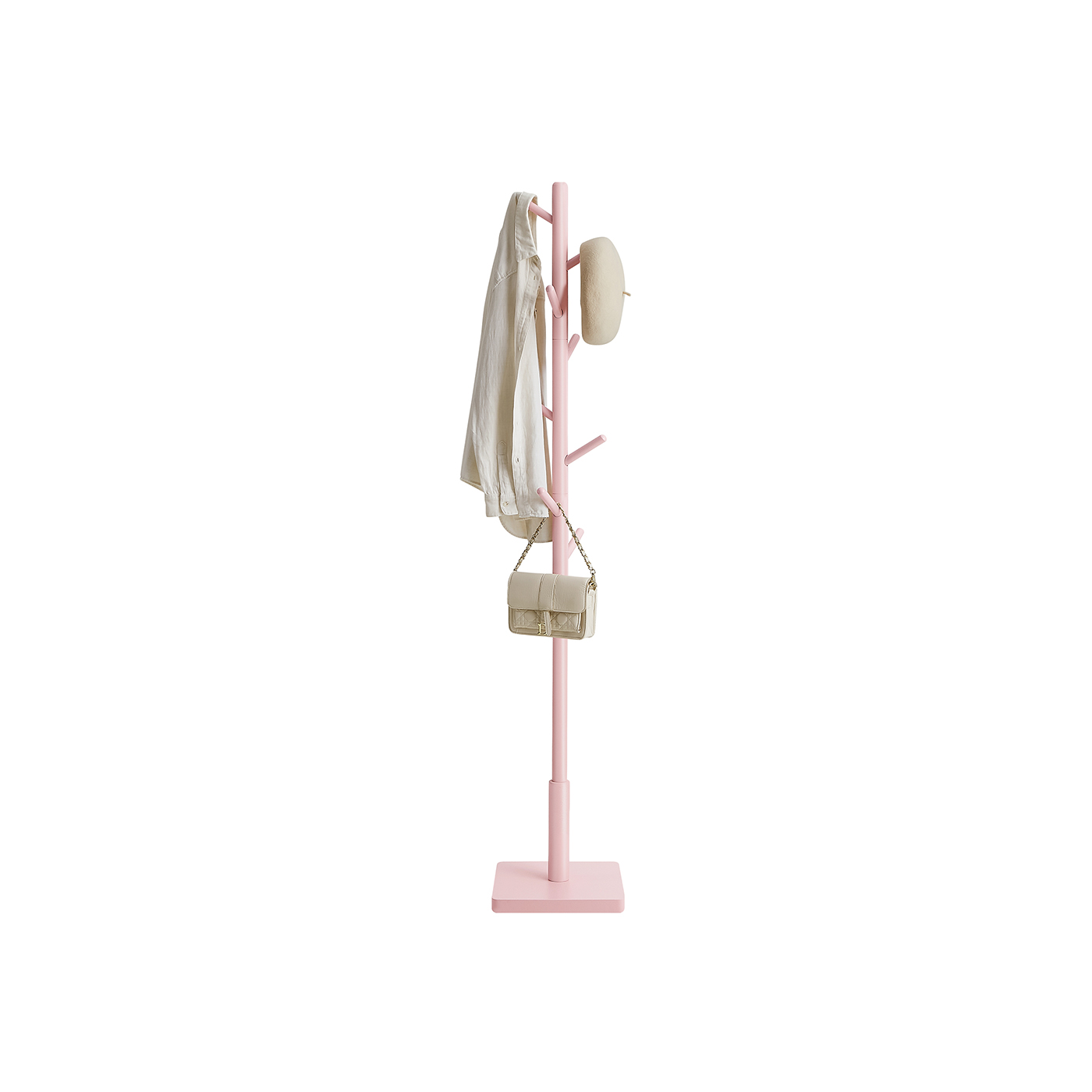 Coat Rack - VIVRAE Free Standing Hall Tree with 8 Hooks - Cherry Red