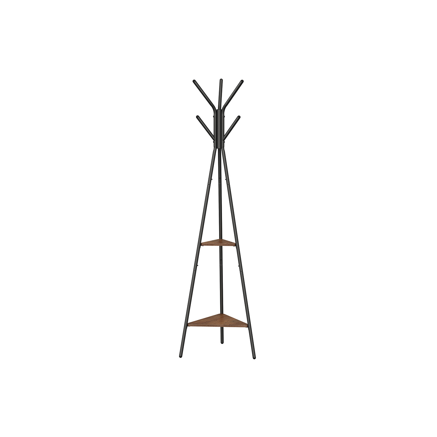 Hall Rack - VIVRAE Stand with 2 Shelves Hazelnut Brown Black
