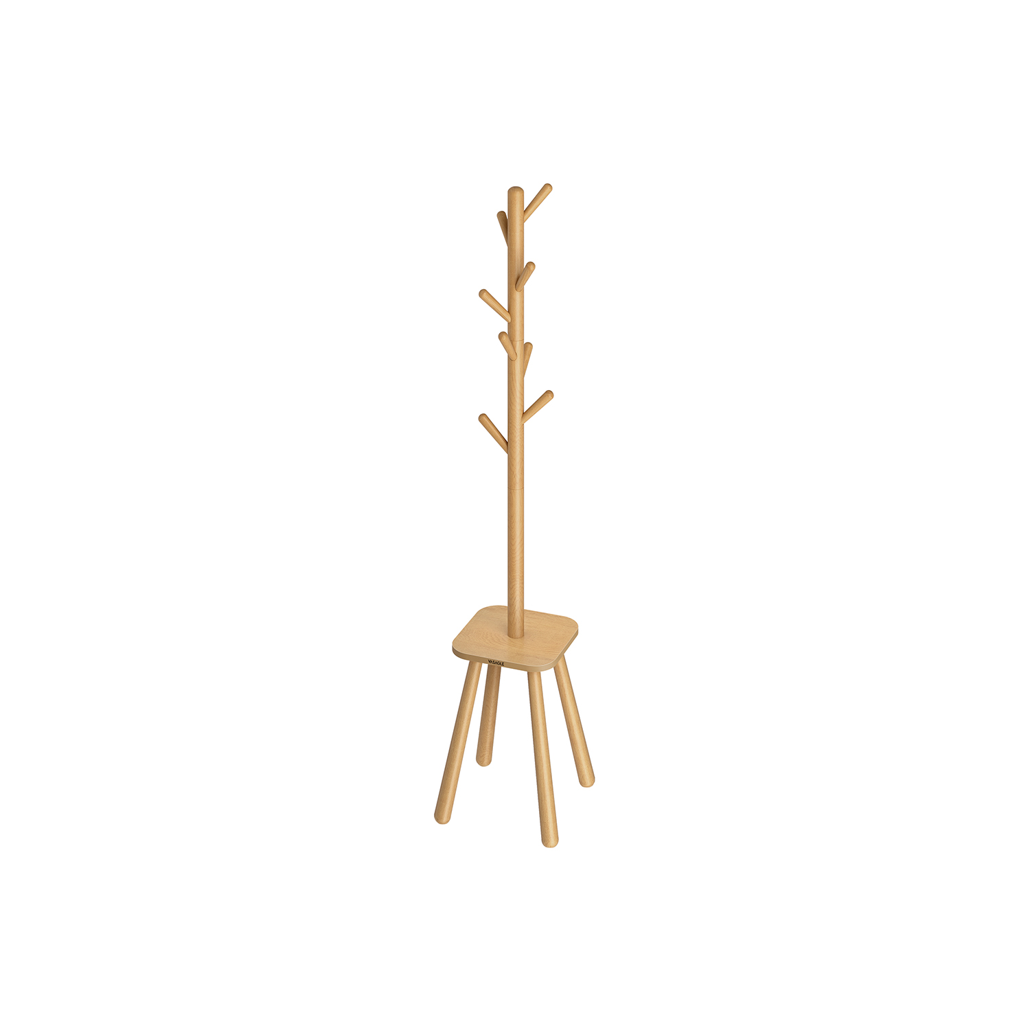 Coat Rack - VIVRAE Hall Tree Stand 170.5 cm Tall - Beige