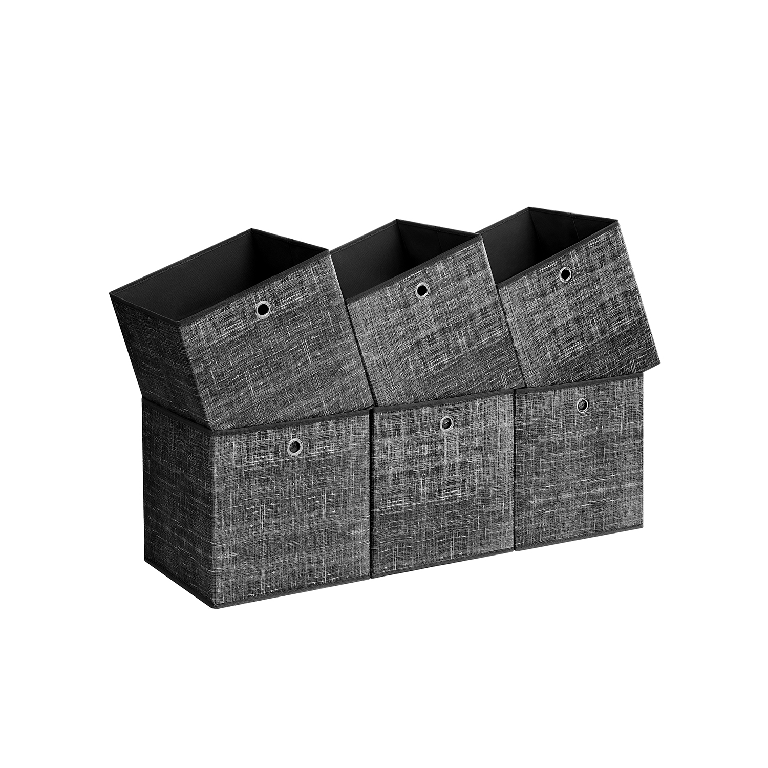Set of 6 Storage Boxes Heathered Black