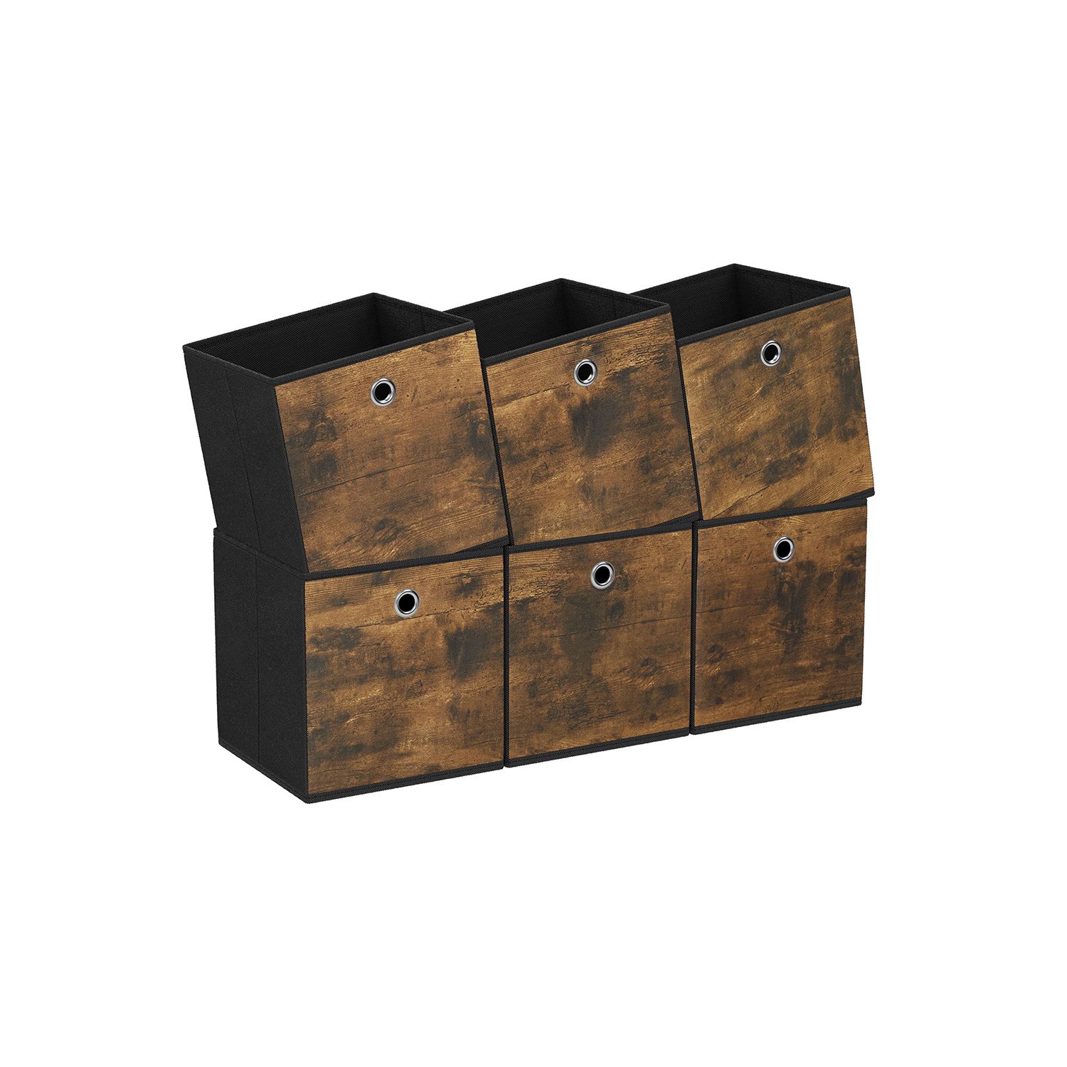 Storage Cubes - VERNIA 6 Foldable Fabric Organizing Box 33cm - Rustic Brown
