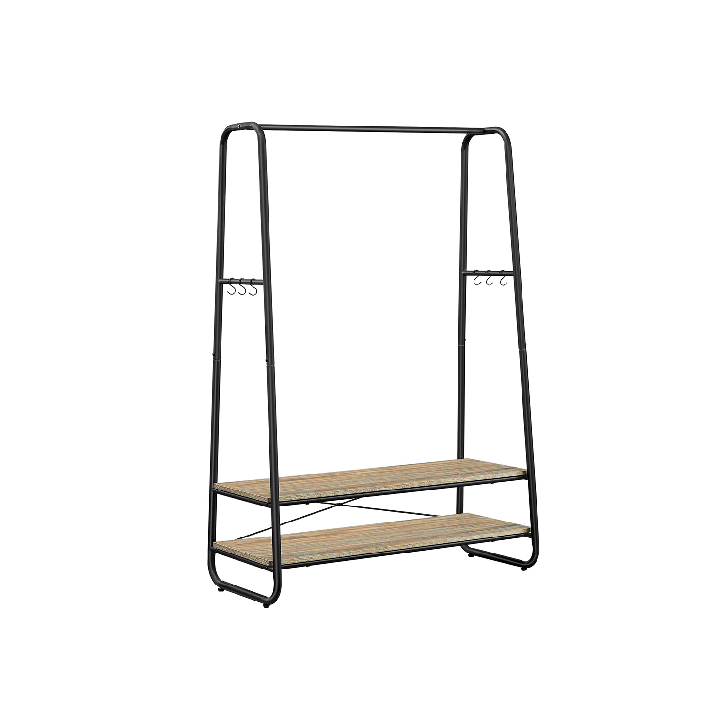 Clothes Rail - VIVRO Double Rail With 2 Shelves - Turquoise Brown and Matte Black
