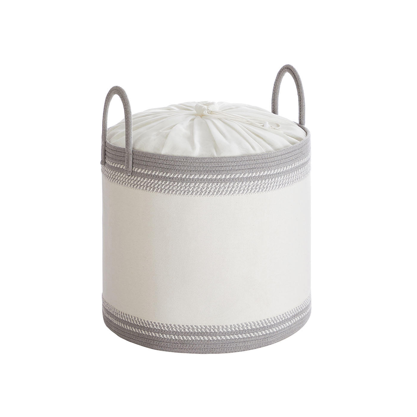 Laundry Hamper - GRAZA 90 L with Lid, Handles, Drawstring - Dove Grey