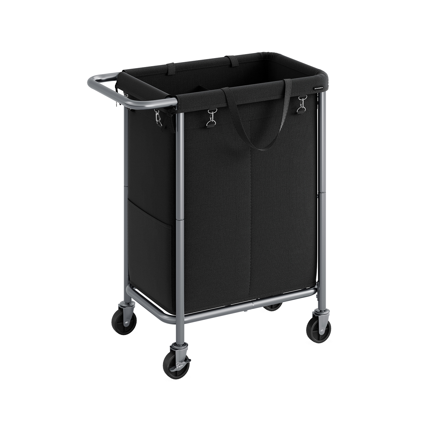 Laundry Basket - FINNOS 140L 2 Compartment on Wheel - Black