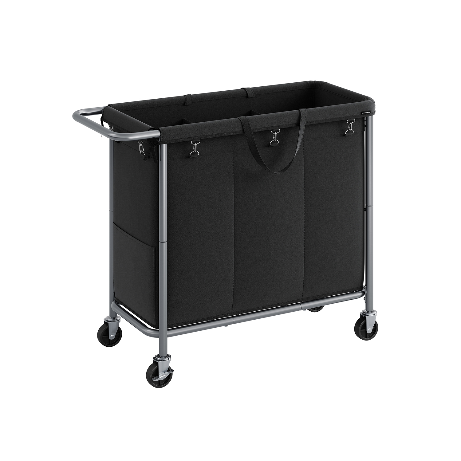 Laundry Basket - FINNOS 200L 3 Compartment on Wheel - Black