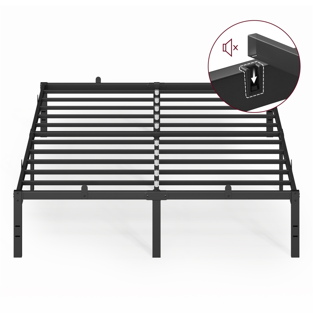 SIXOSE Double Metal Bed Frame with Under Bed Storage - Ink Black
