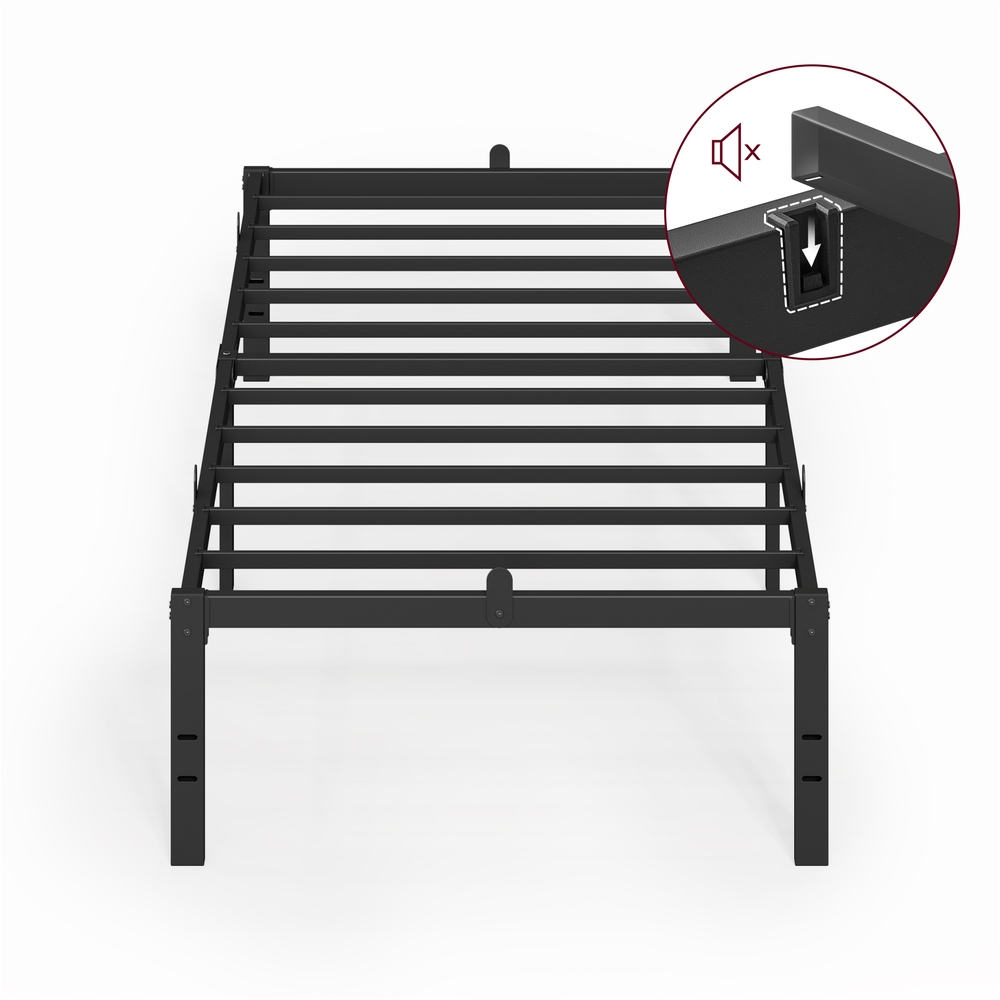 STFIFY Single Metal Bed Frame with Under Bed Storage - Ink Black