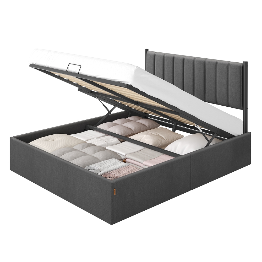 STTOGE King Size Bed Frame with Lift-Up Storage - Slate Grey