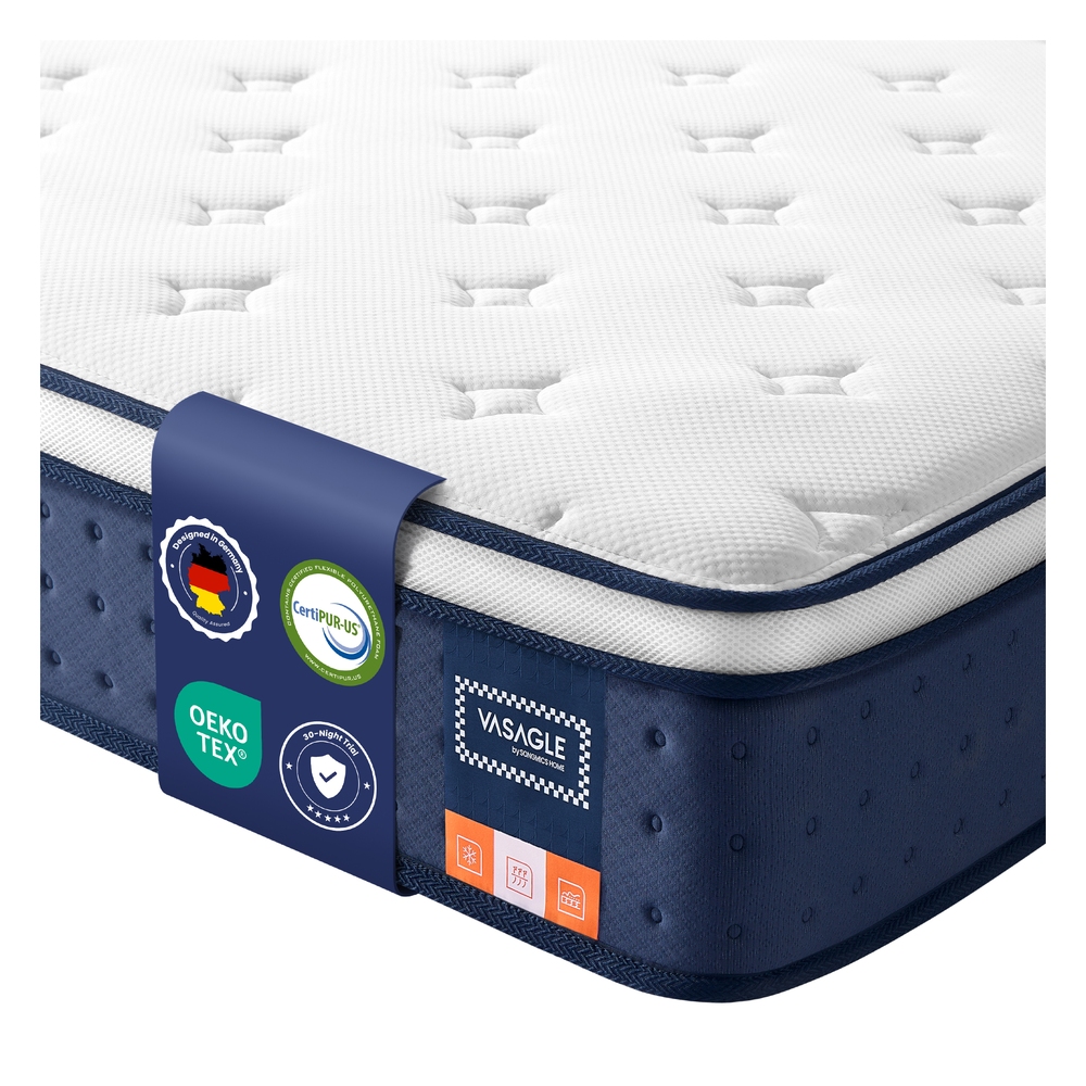 SAXUCU Hybrid Mattress with Pocket Springs 135 x 190 cm - Blue