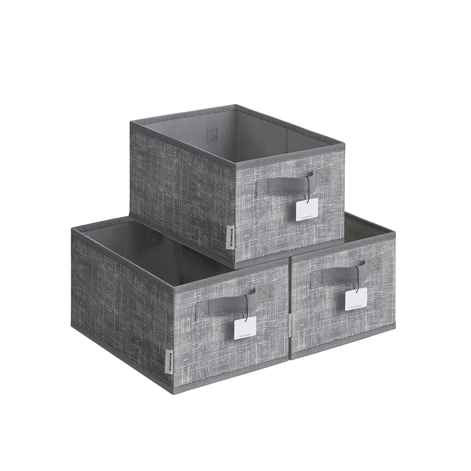 Storage Boxes - MONRO Collapsible Set of 3 15 cm High Cattail Grey