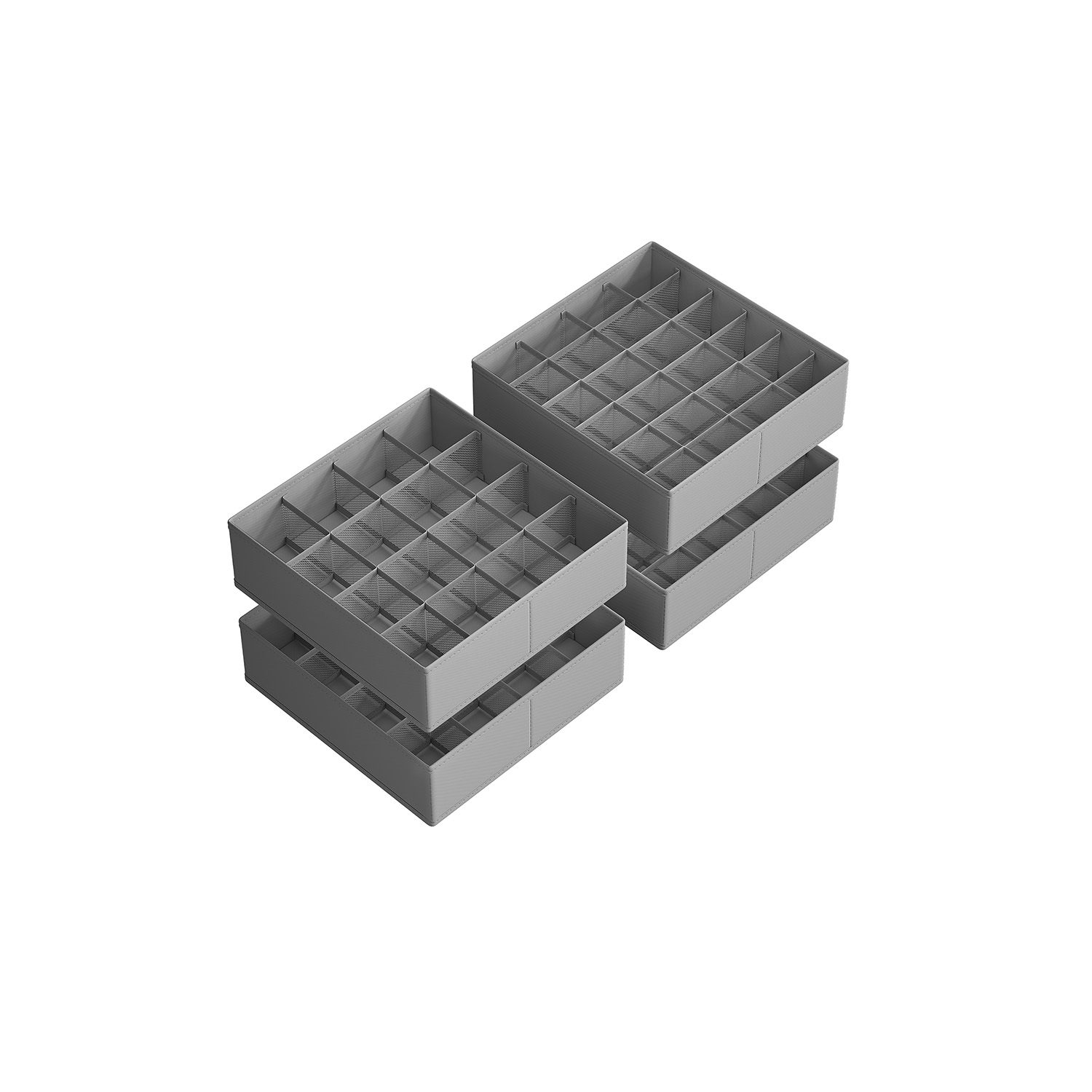 Drawer Organisers - VELON Set of 4 with 80 Compartments - Dove Grey