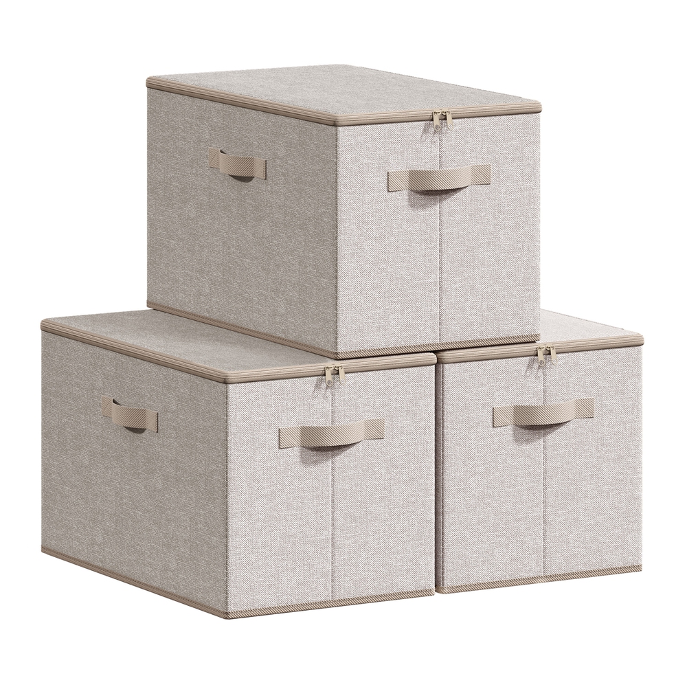 TABADE Set of 3 Foldable Storage Boxes - Sand Beige