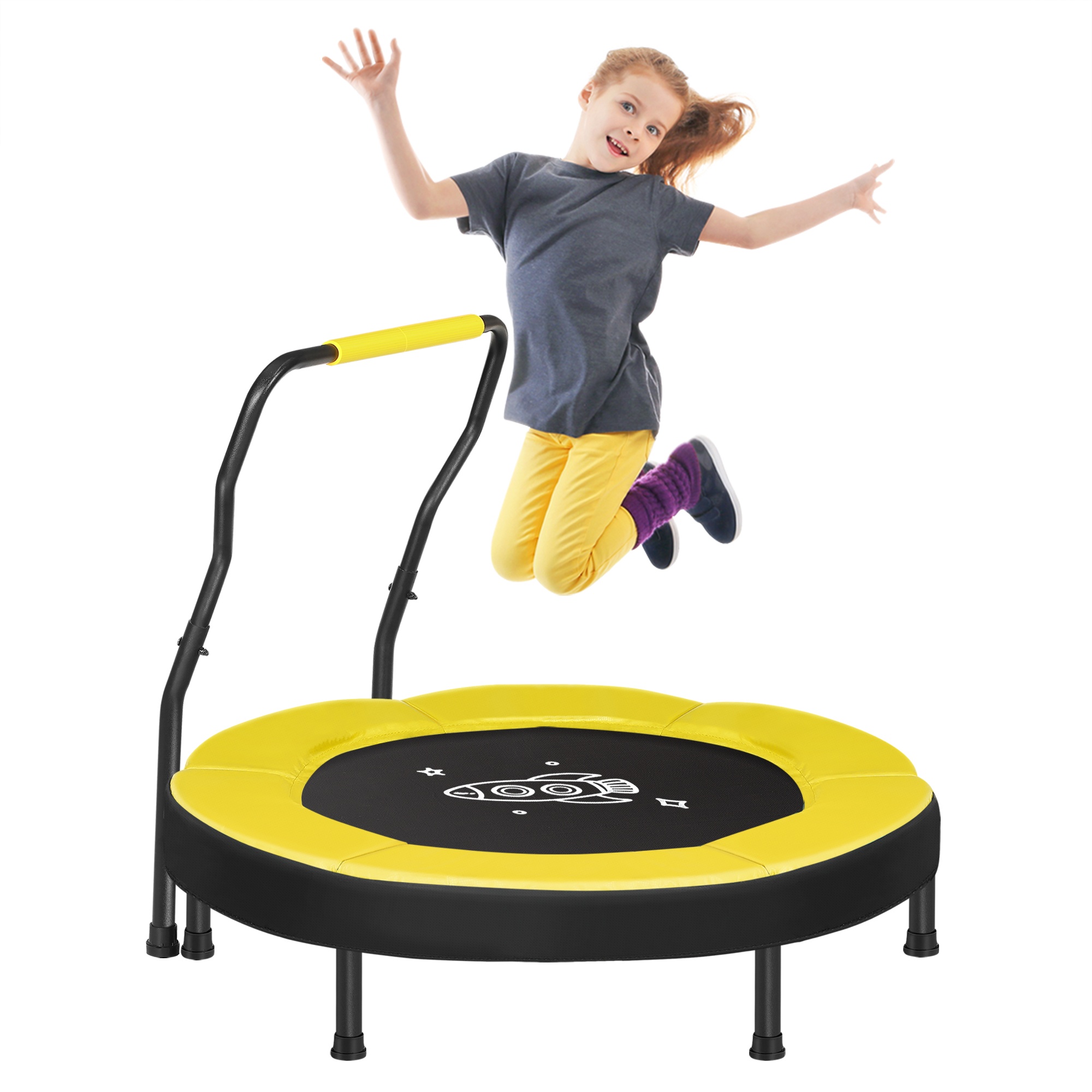 TEKINU Kids Mini Trampoline 3 ft - Yellow