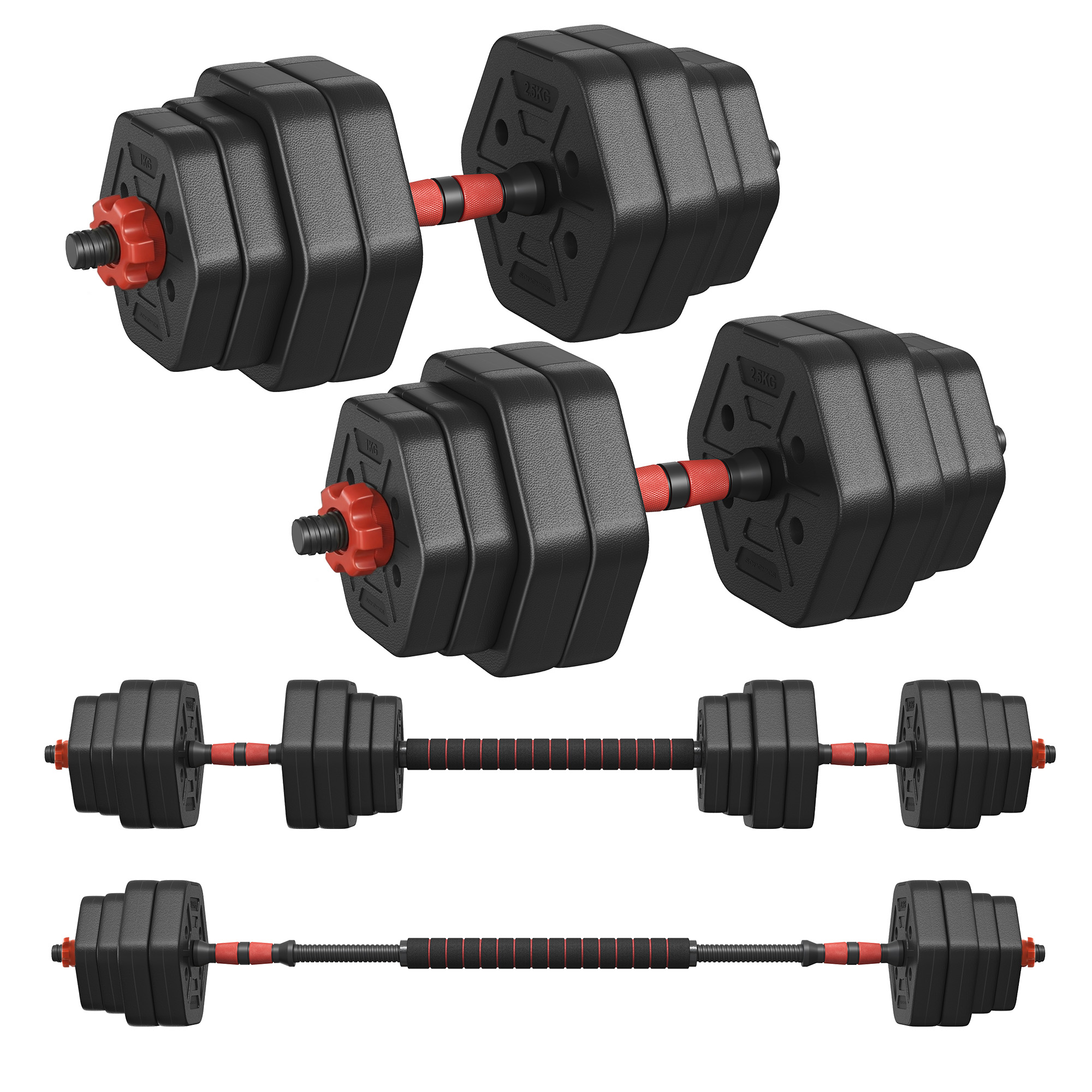 TEPOPA 30 kg Dumbbell Set with Connecting Bar - Ink Black