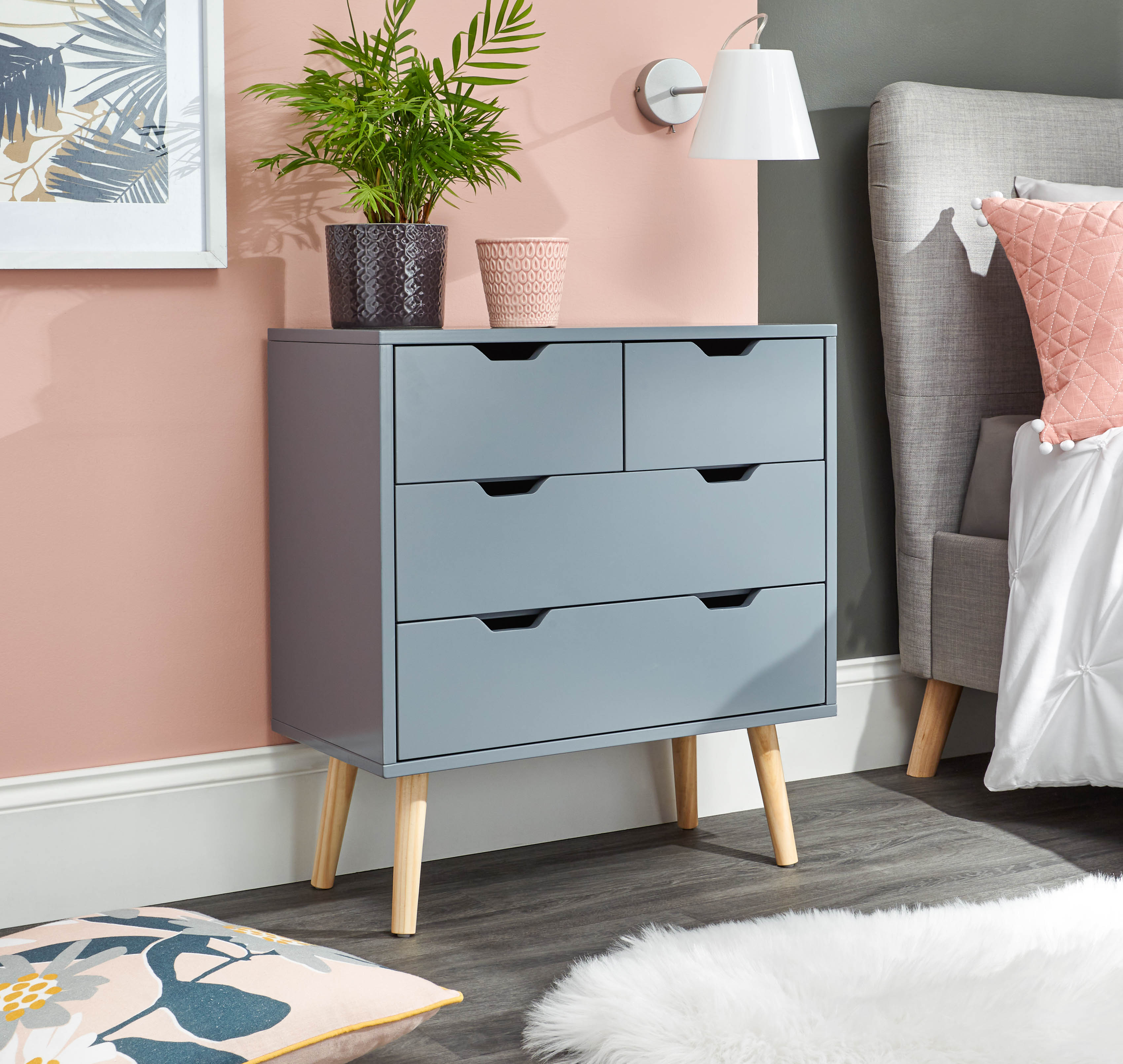 NORTHBAY Grey Chest of Drawers - Small-sized, 4 Drawers