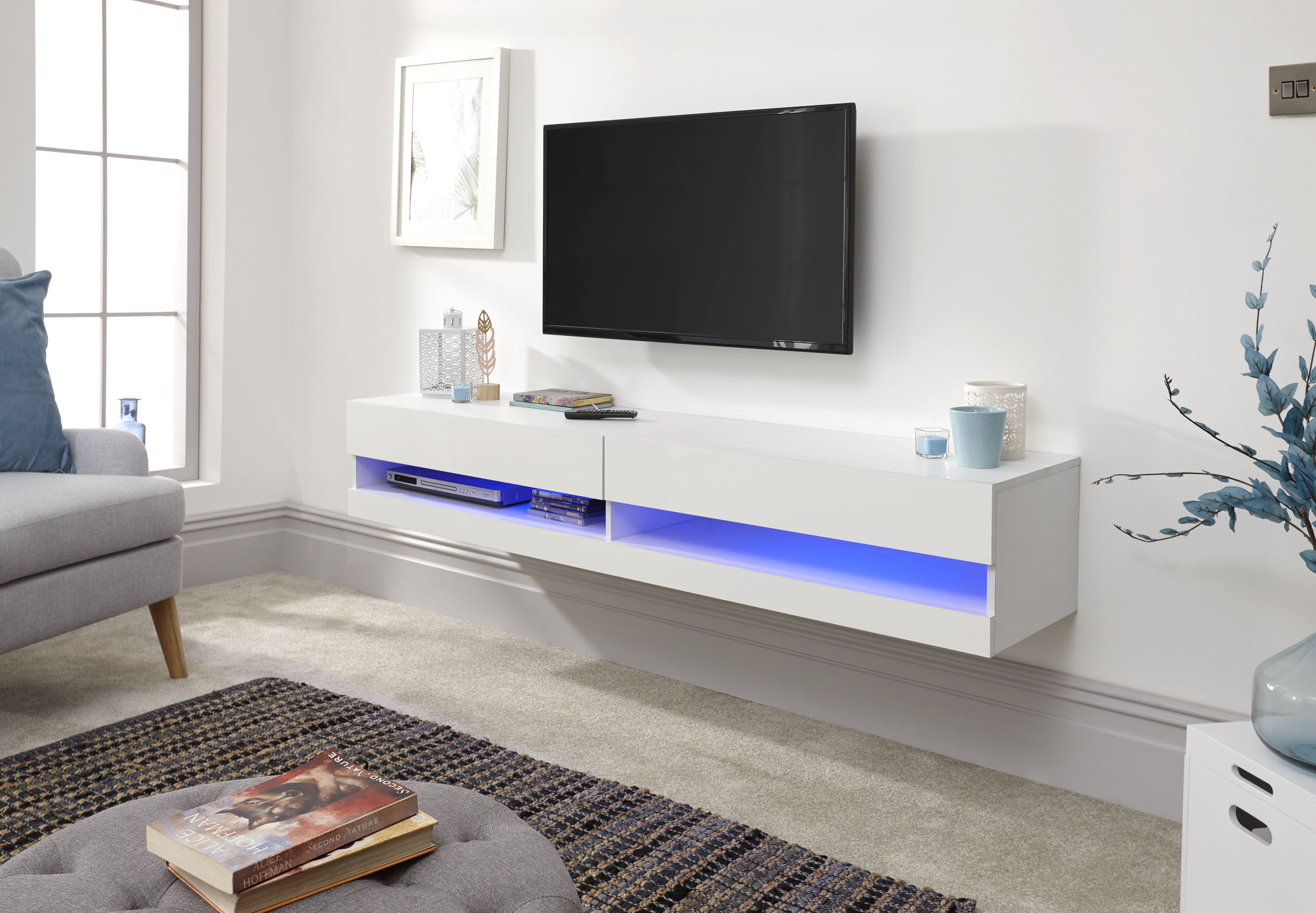 Galicia Wall-Mounted White TV Unit -180CM TV Unit