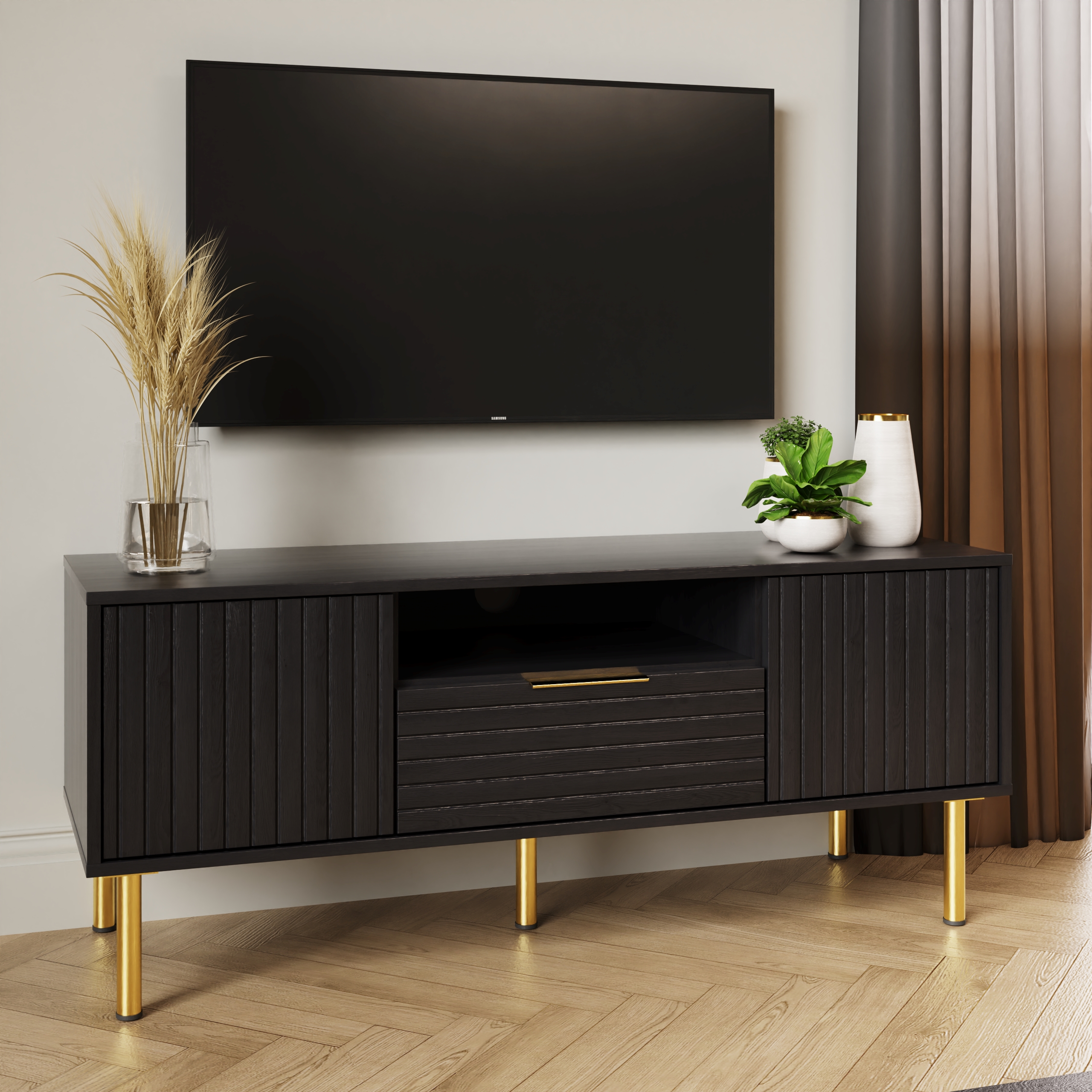 Metropolitan Bliss 1 Drawer and 2 Door Tv Unit - Black