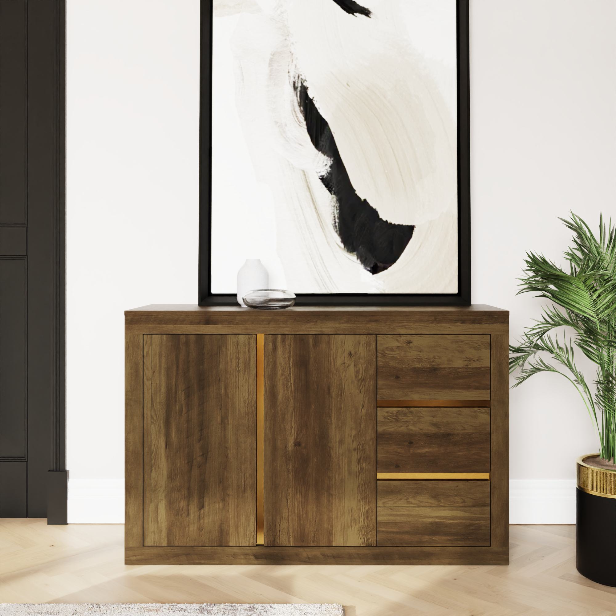 ASTRA Sideboard with 3 Drawers and 2 Doors - Oak
