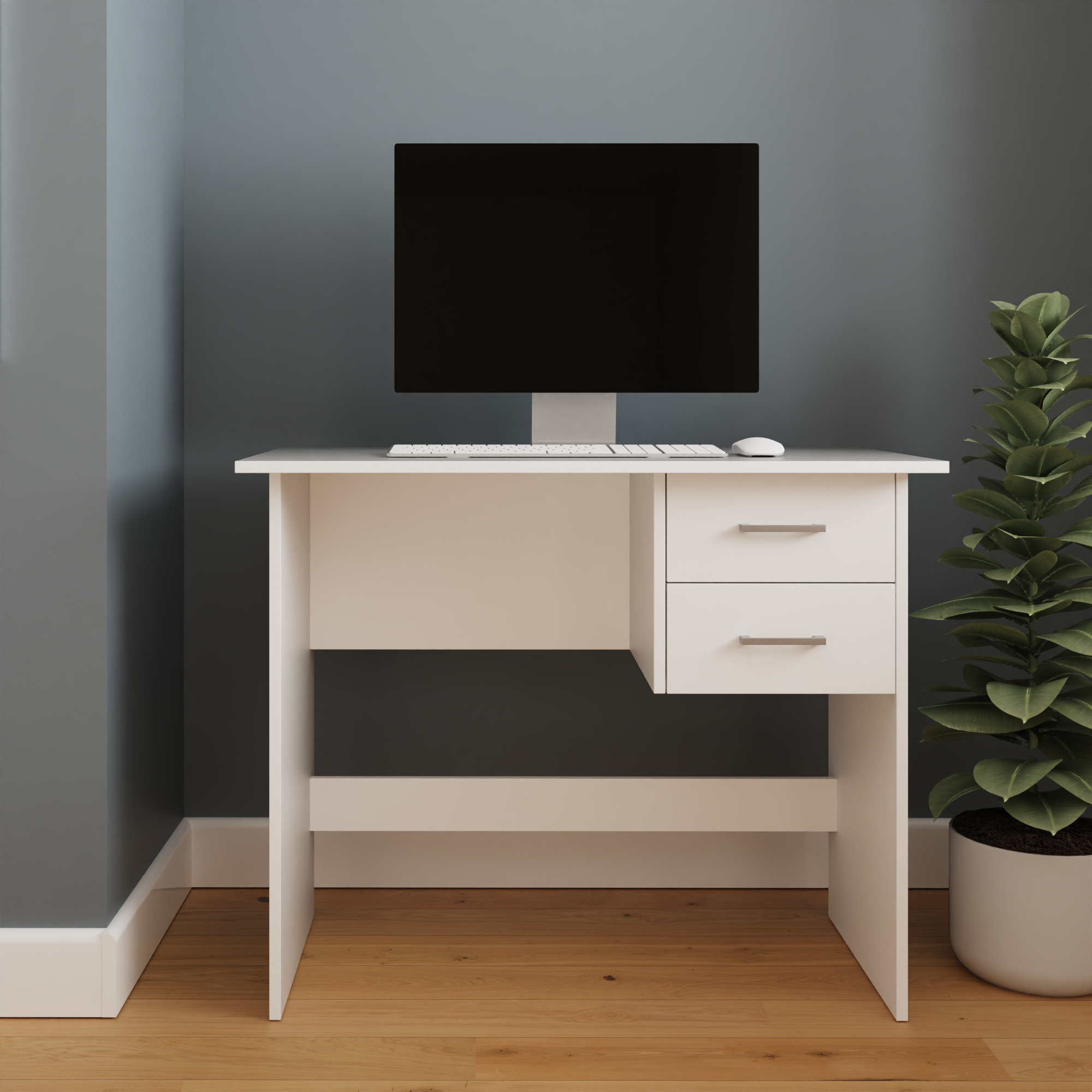 BRAIL 2 Drawer Office Desk - White