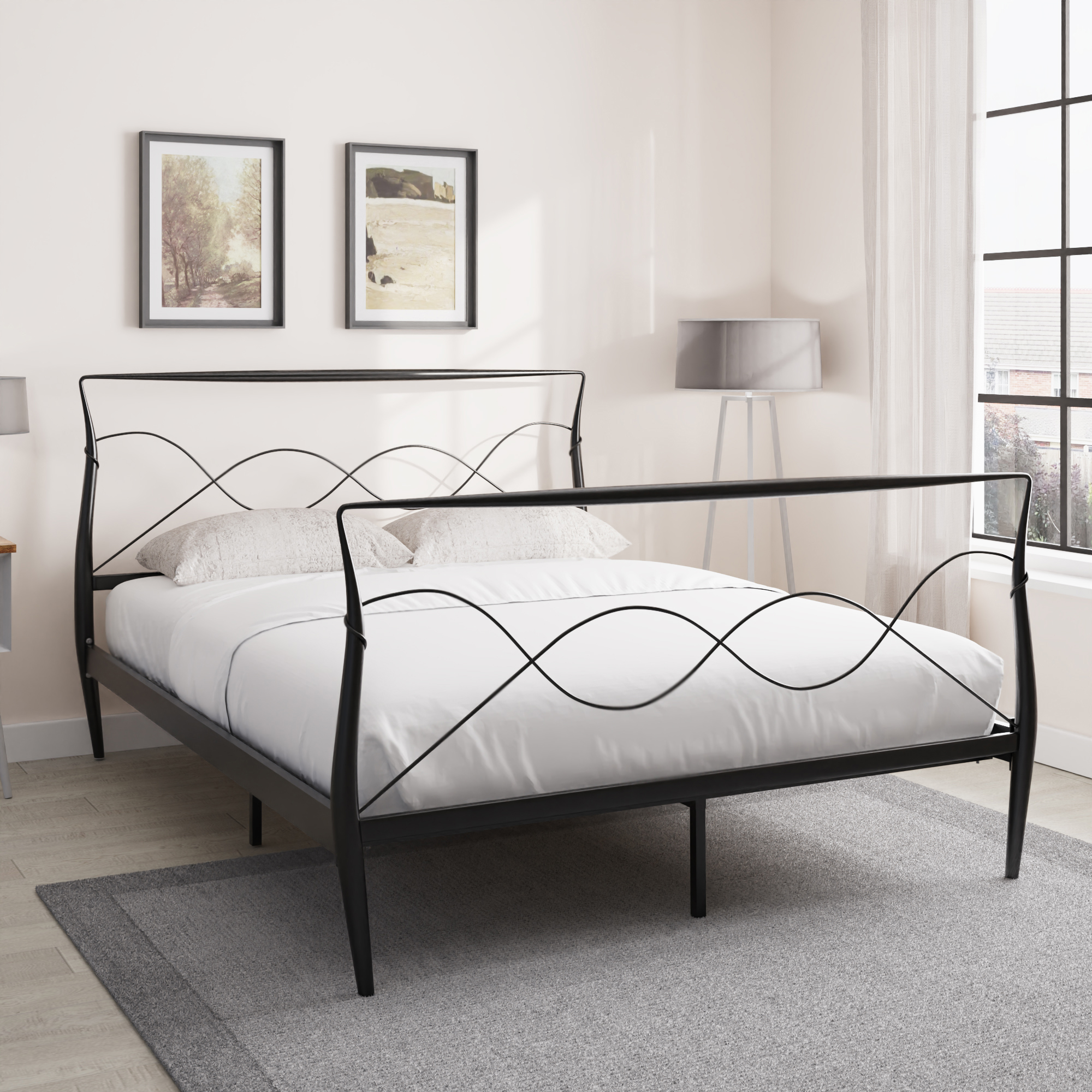 Kingsize Bed - RIVONA 5ft Metal Black