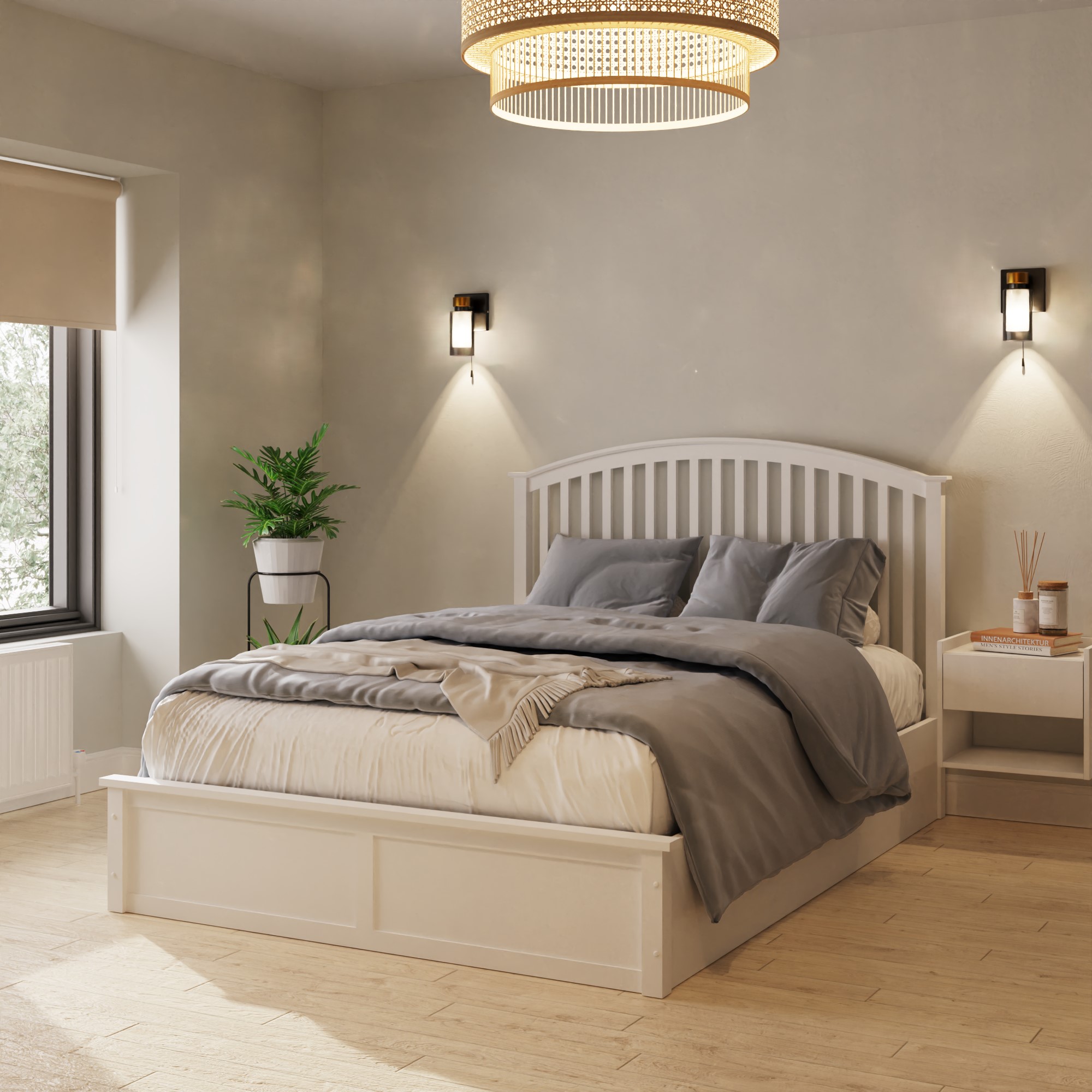 Madrid Wooden Ottoman Bed 135cm White