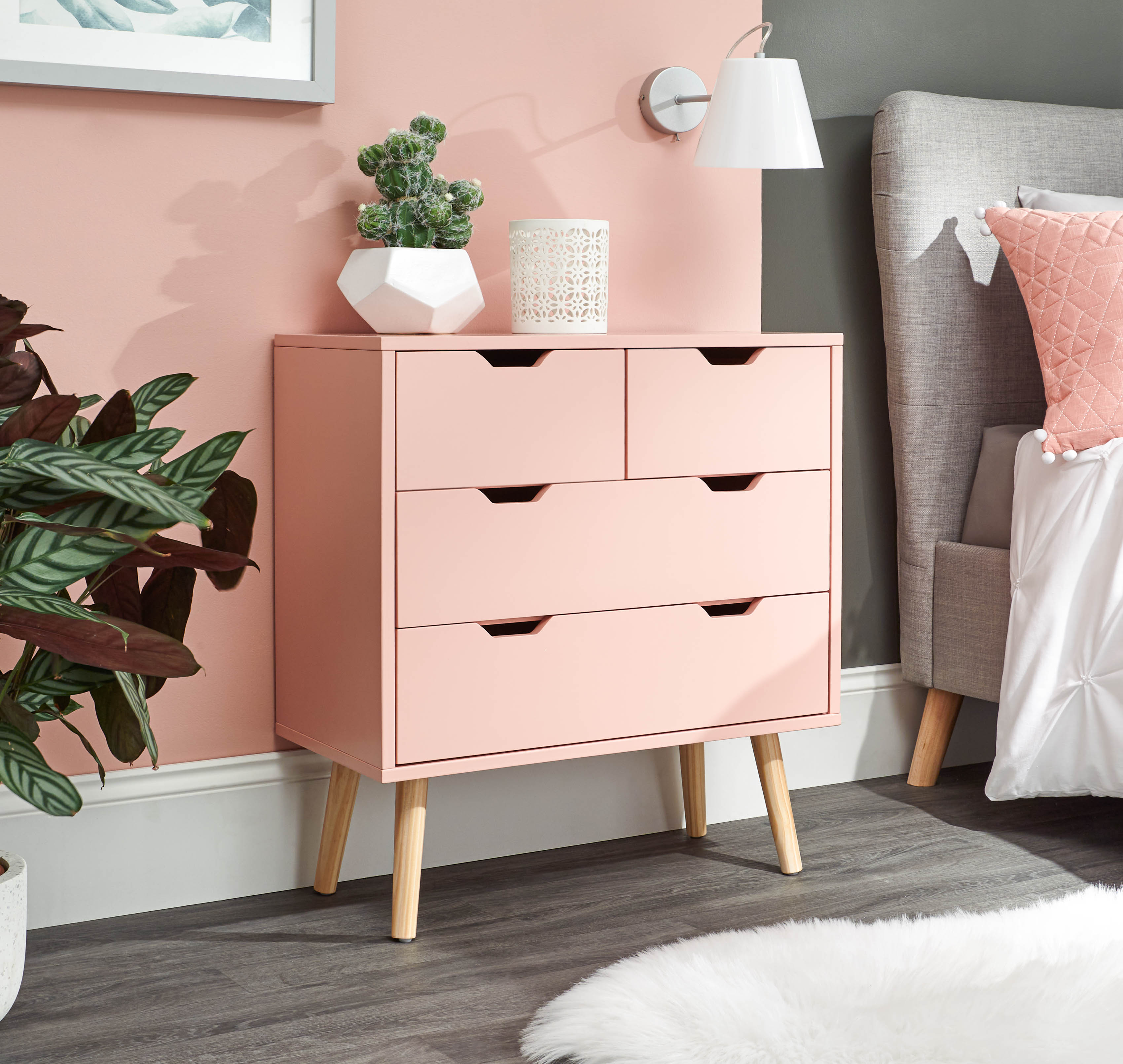 NORTHBAY Pink Chest of Drawers - Small-sized, 4 Drawers