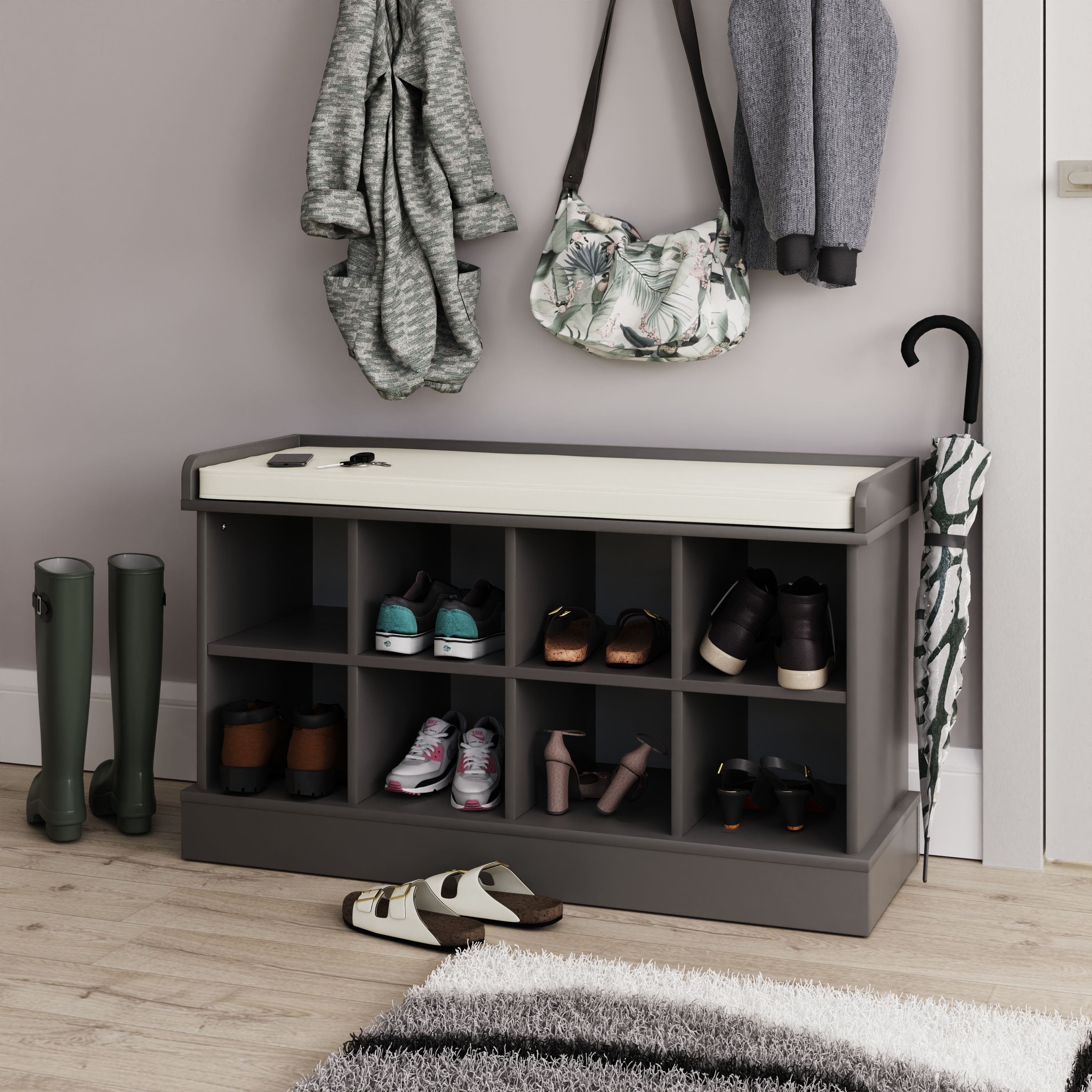 Kempton Shoe Bench Grey