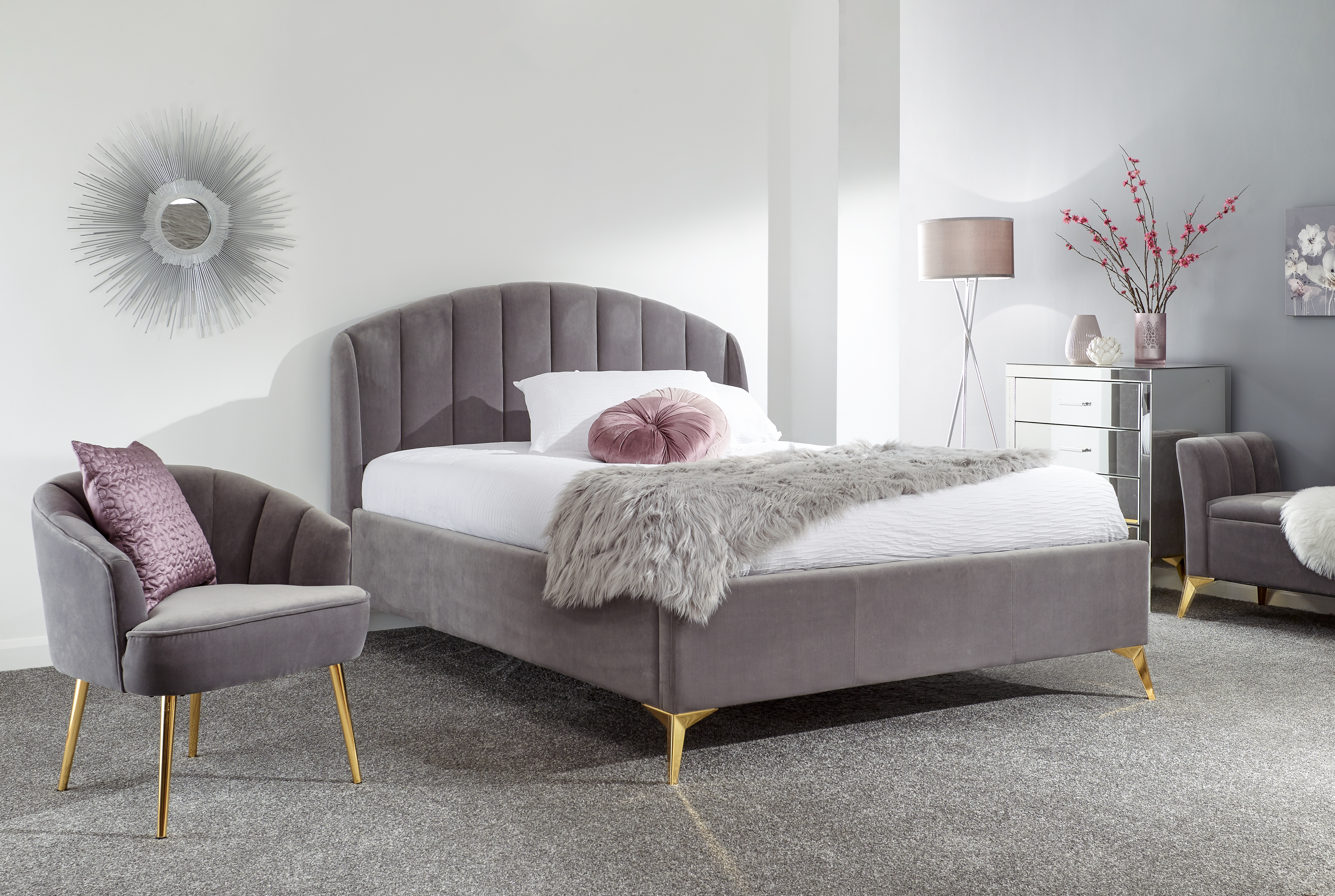 Premium Grey Pettine End Lift Ottoman Bed - Kingsize