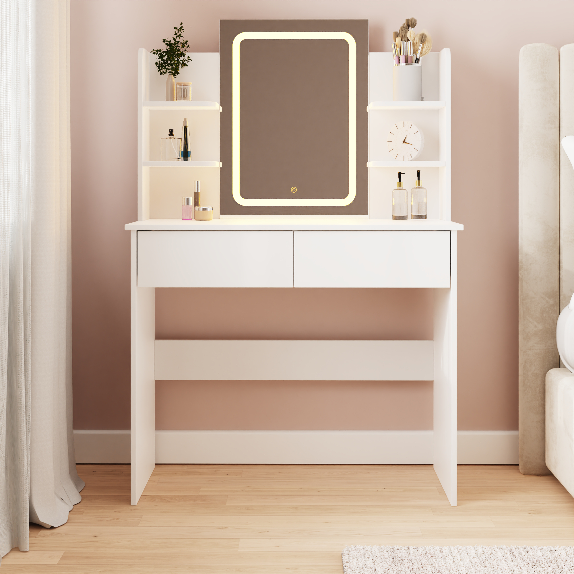 SUDIE LED Dressing Table - White