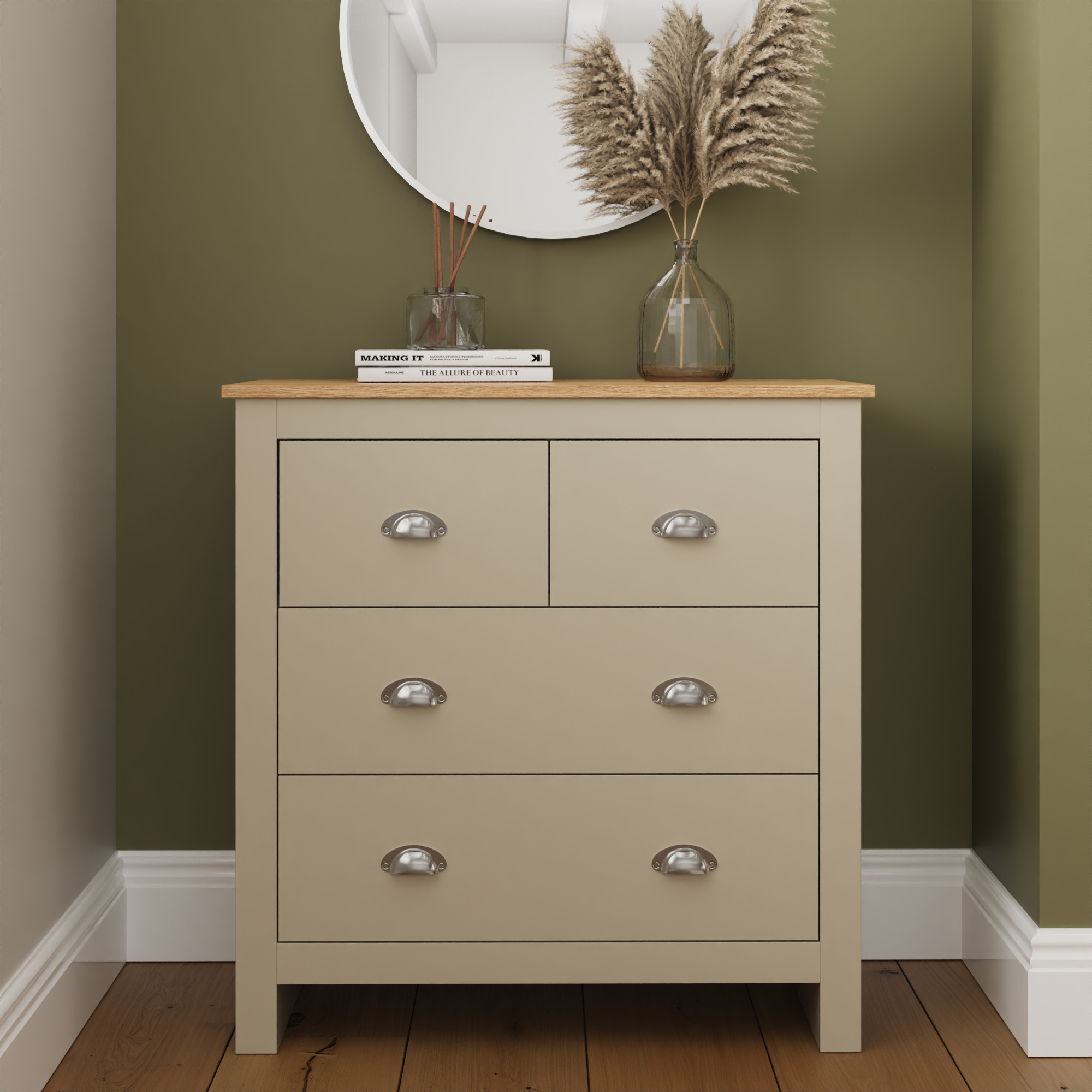 LANCASTER Cream Chest of Drawers - Medium-sized, 4 Drawers