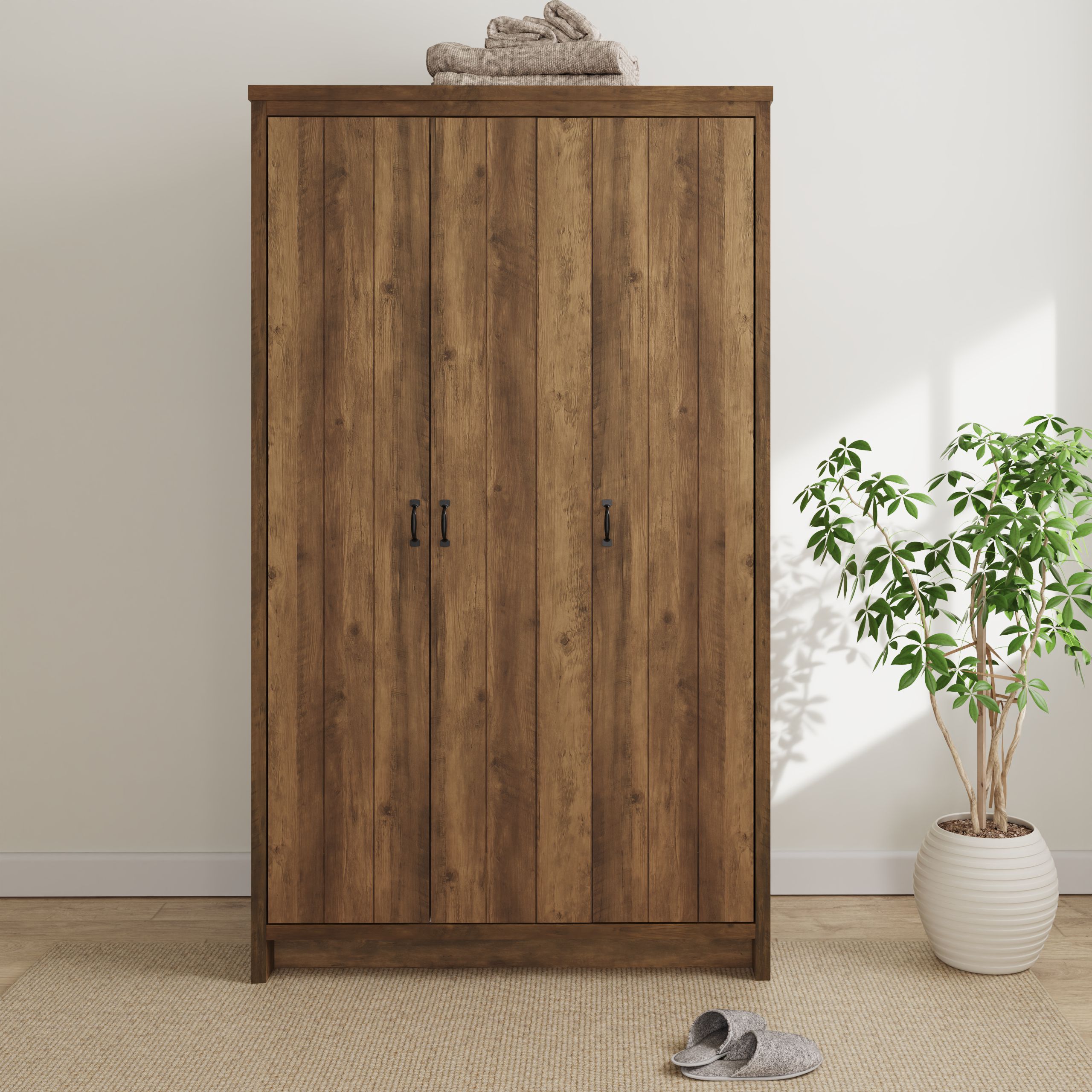 BELONA 3 Door Wardrobe Oak - 105.6cm