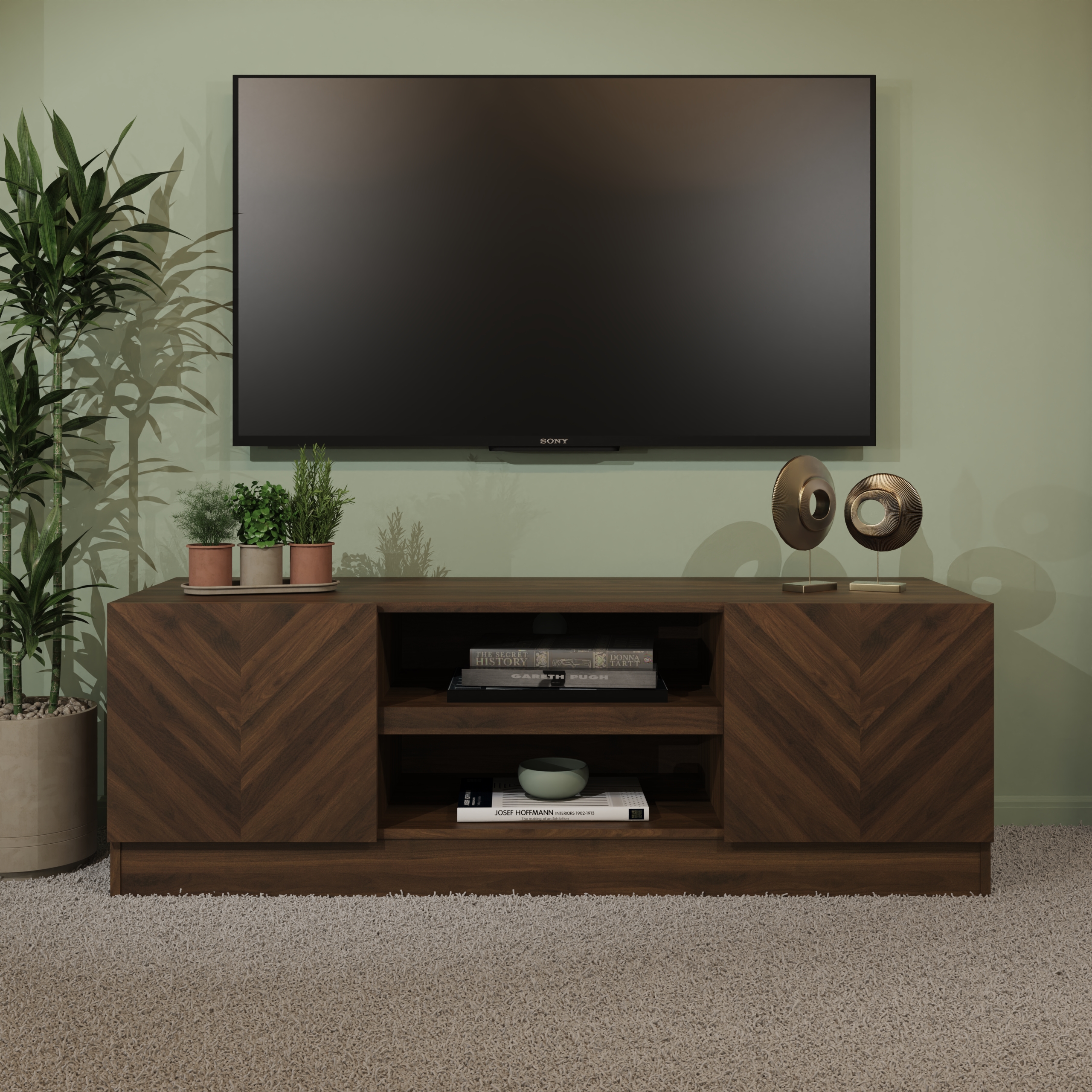 Quattro 2 Door Tv Unit - Royal Walnut