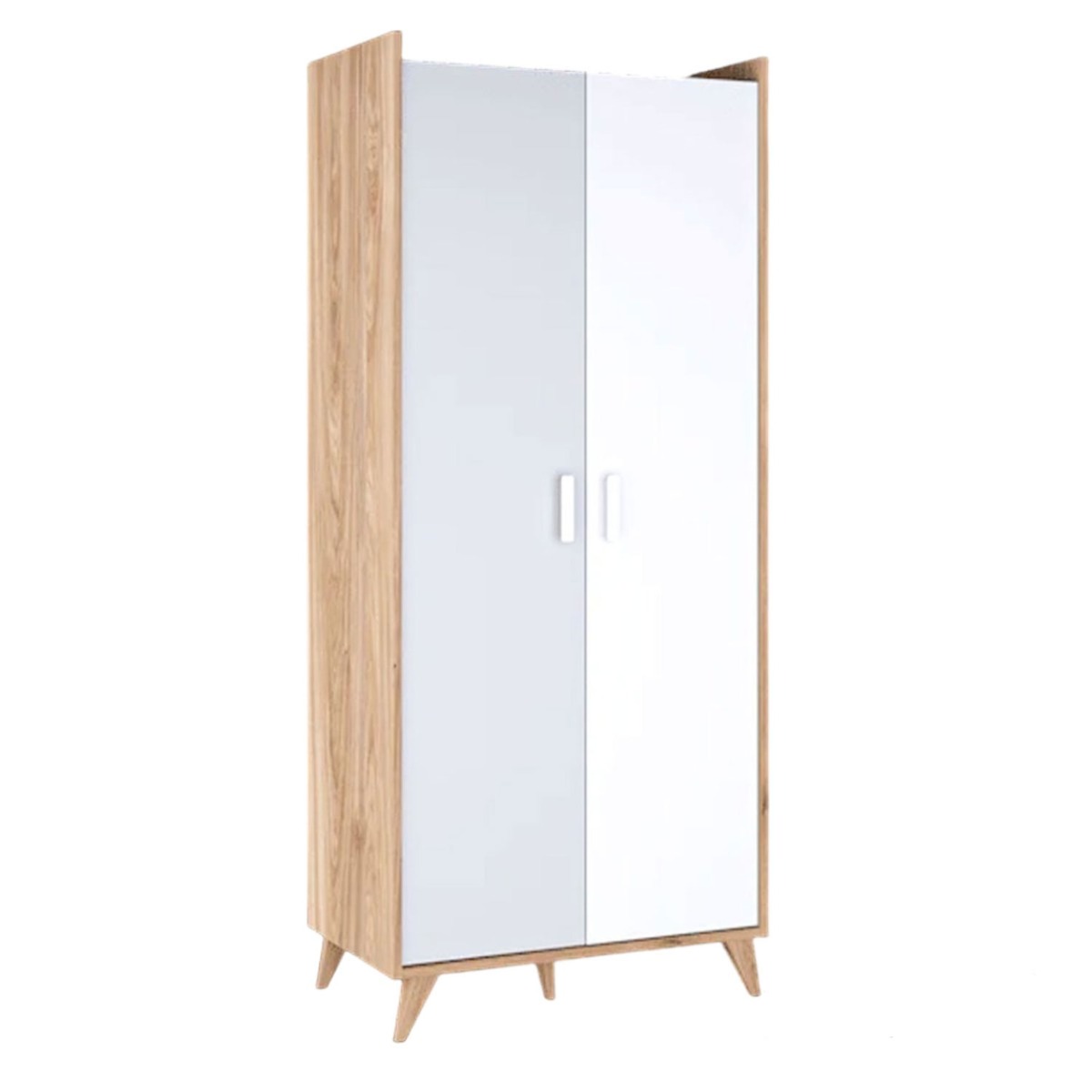 MOIRA 2 Door Wardrobe Oak Castello and White - 85cm