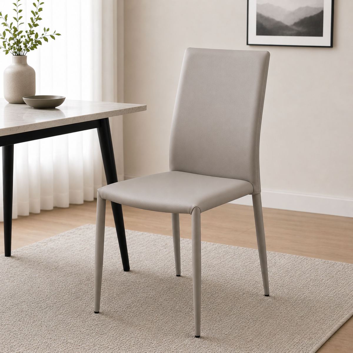 Buxton Leather Style Stackable Dining Chairs Set of 4 - Light Gary