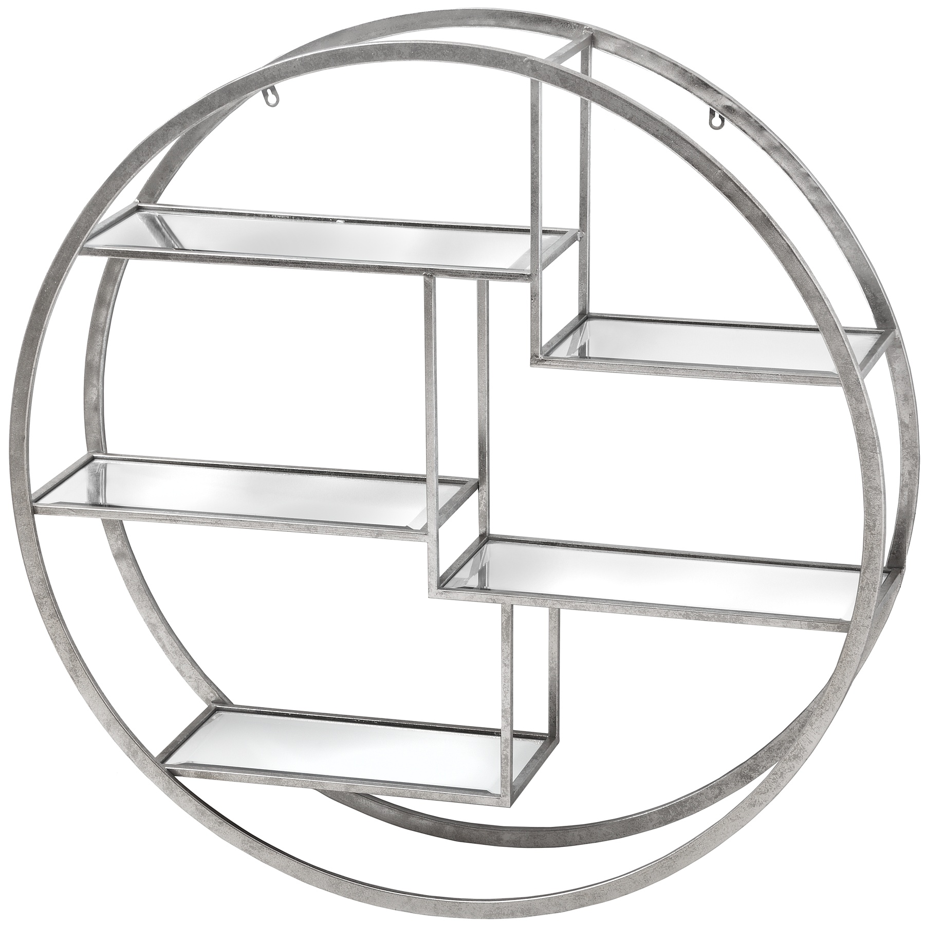 Large Circular Wall Hanging Multi Shelf - Silver