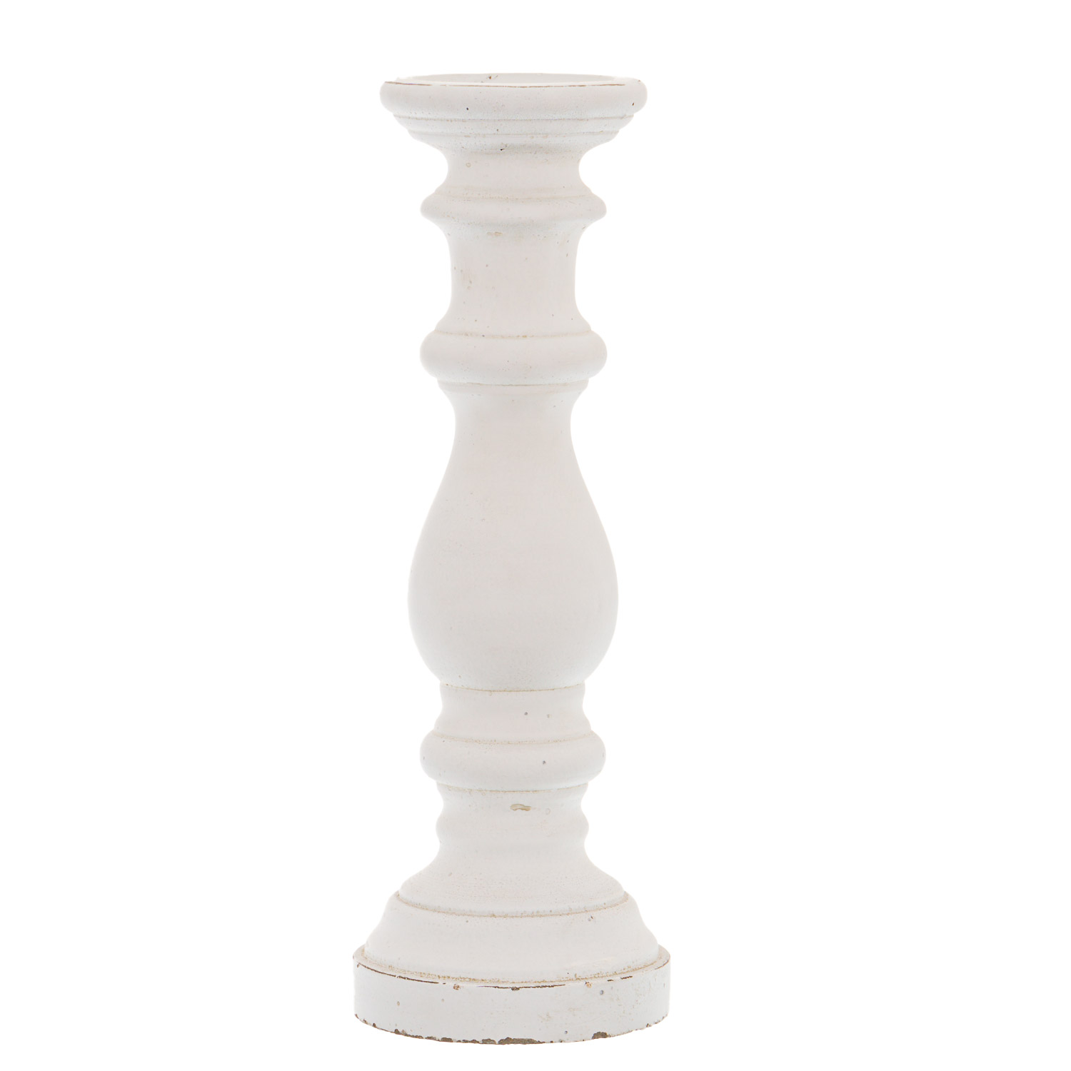 Matt White Ceramic Column Candle Holder - Large