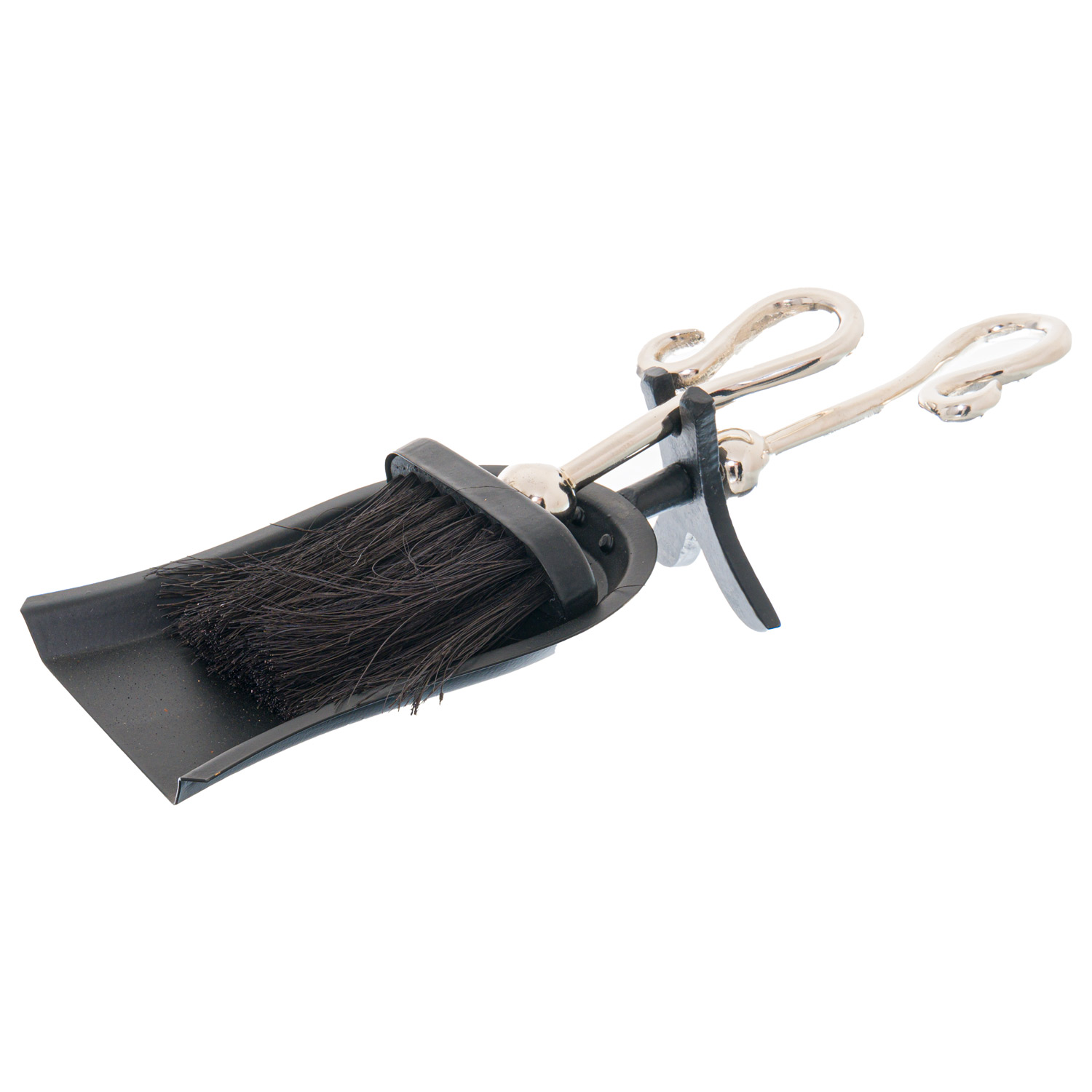 Chrome Crook Handled Hearth Tidy - Silver