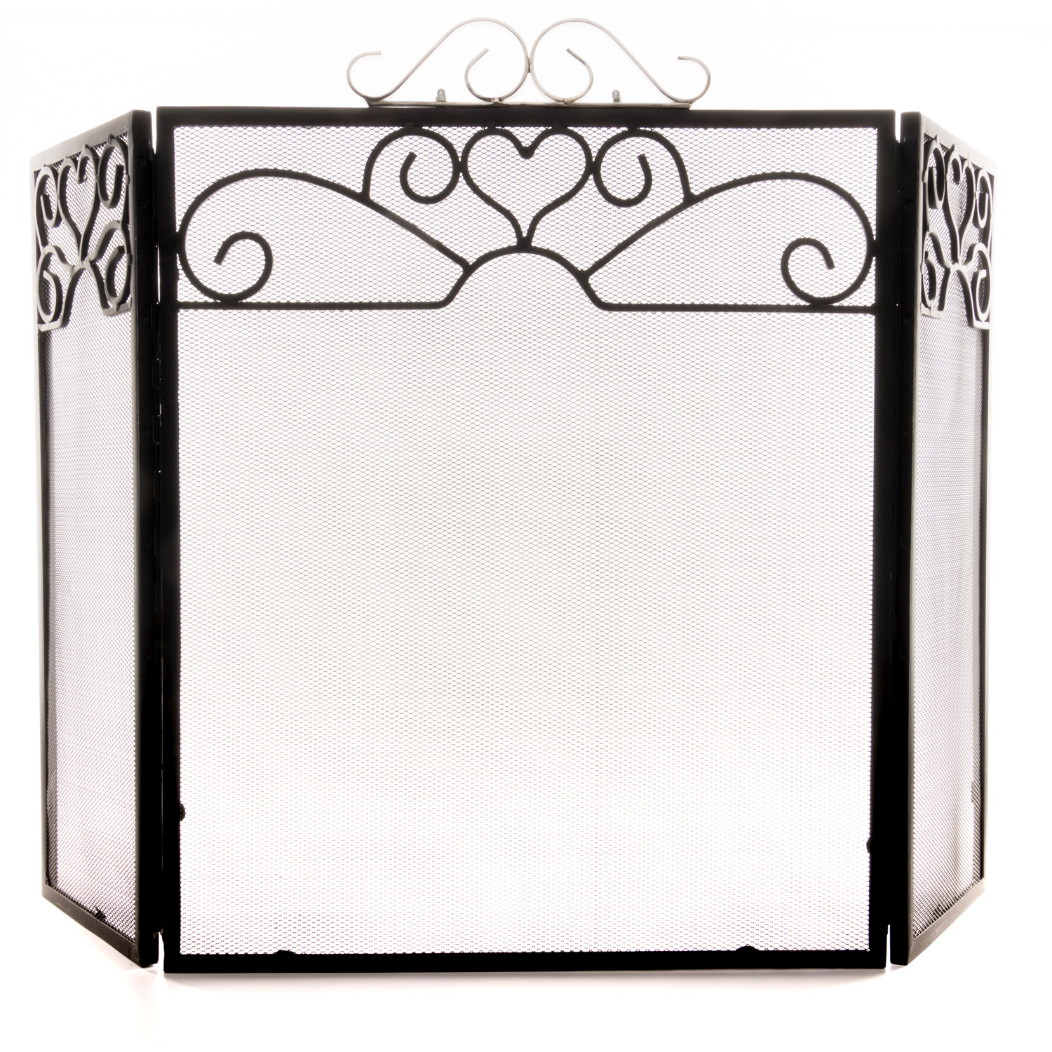 Chrome Topped Three Fold Fire Screen - Silver