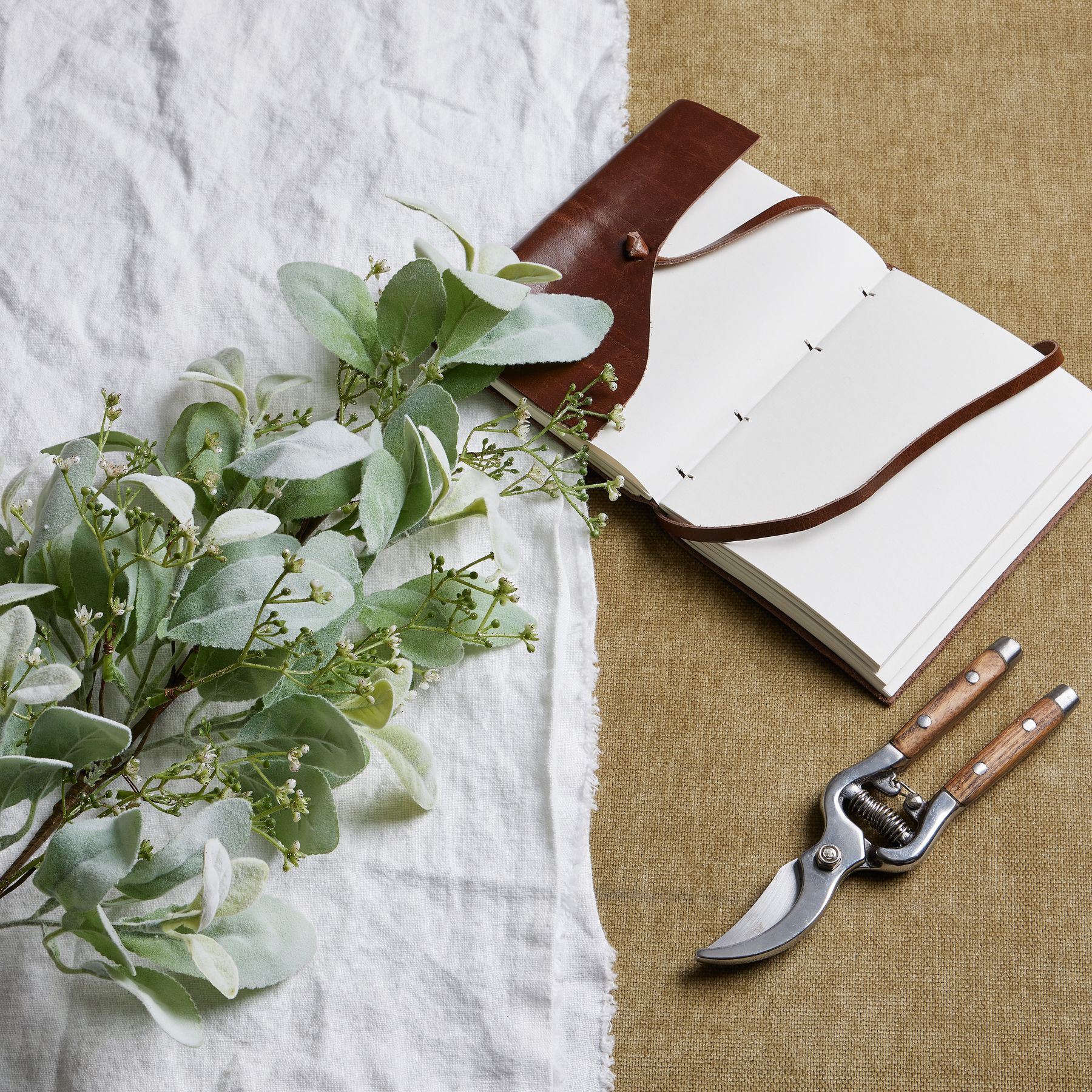 Large Winter Sprig With Lambs Ear And Wax Flower - Green