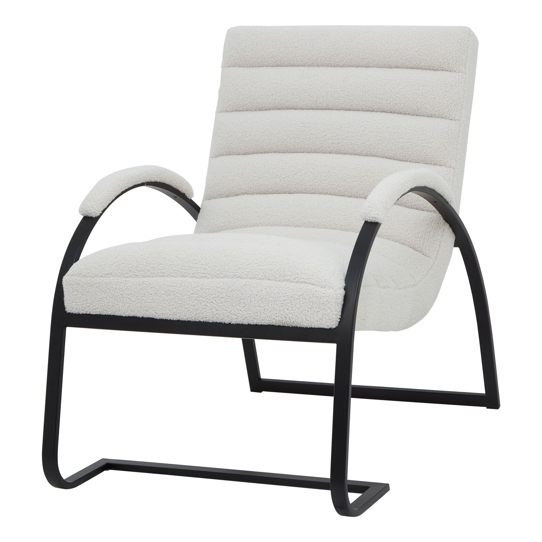 High Quality Metal Frame Boucle Ribbed Ark Armchair