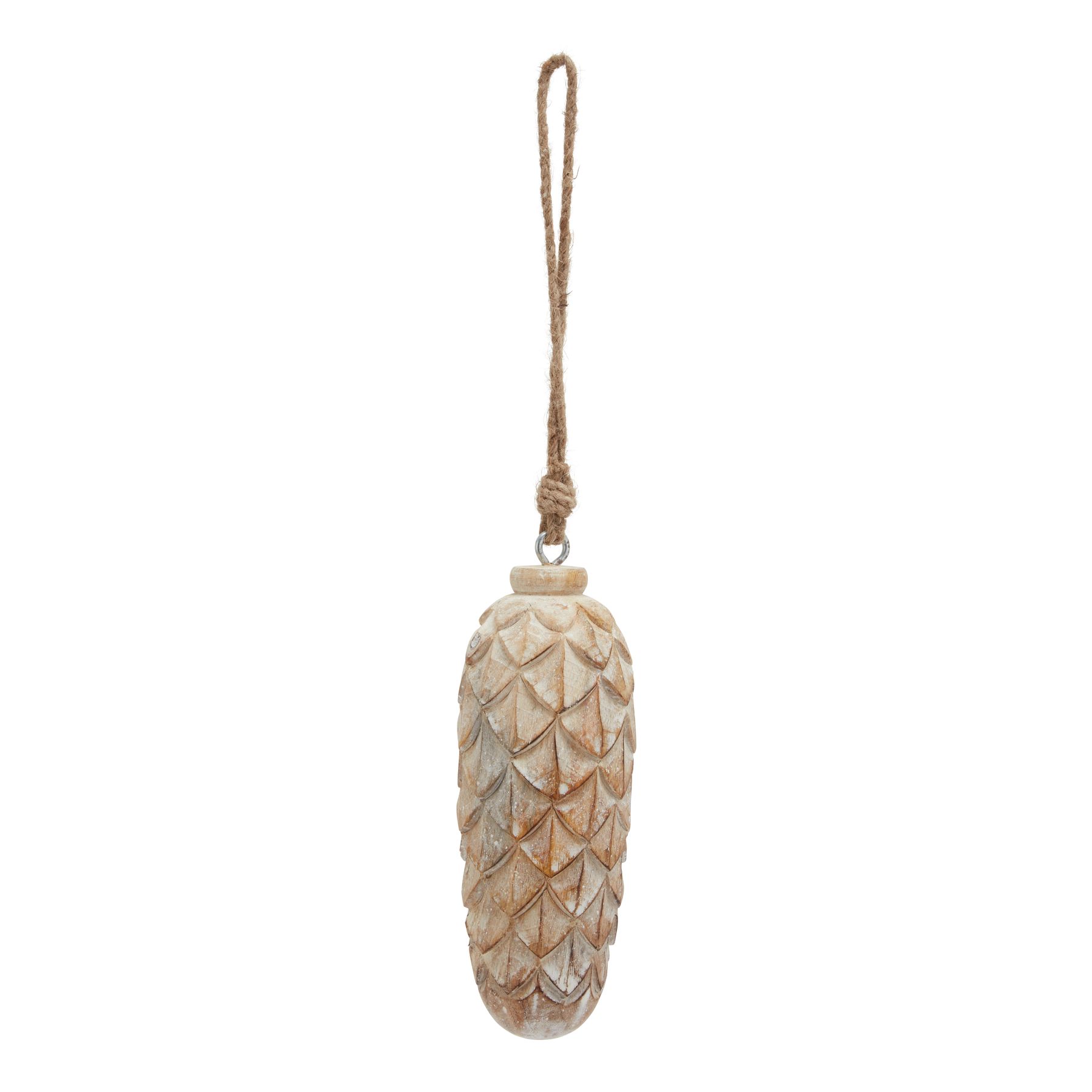 Antiq White Wash Pine Cone Bauble - Large
