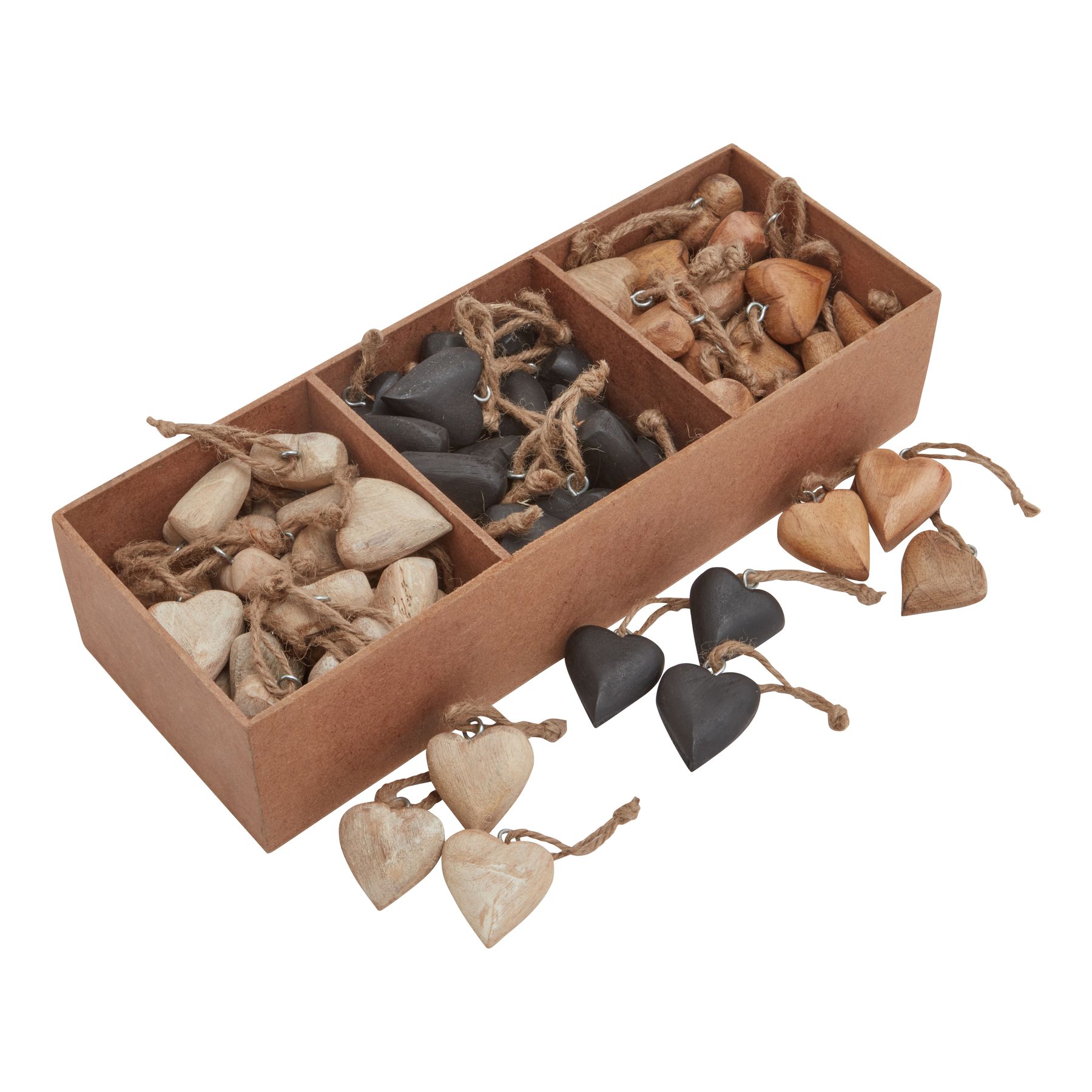 Wooden Heart Hanging Decorations - Pack of 90