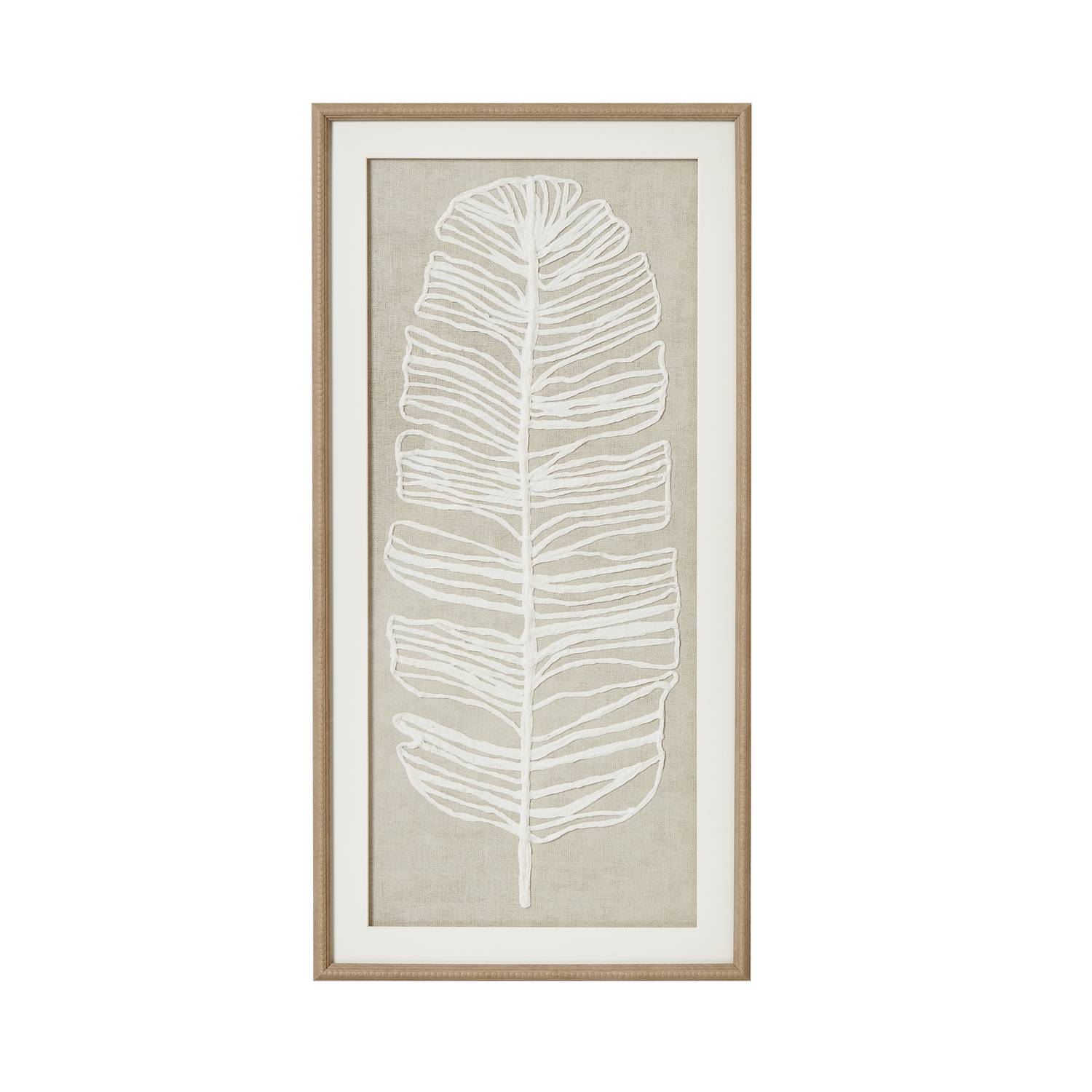 Plume White Feather Art In Beaded Frame - Large